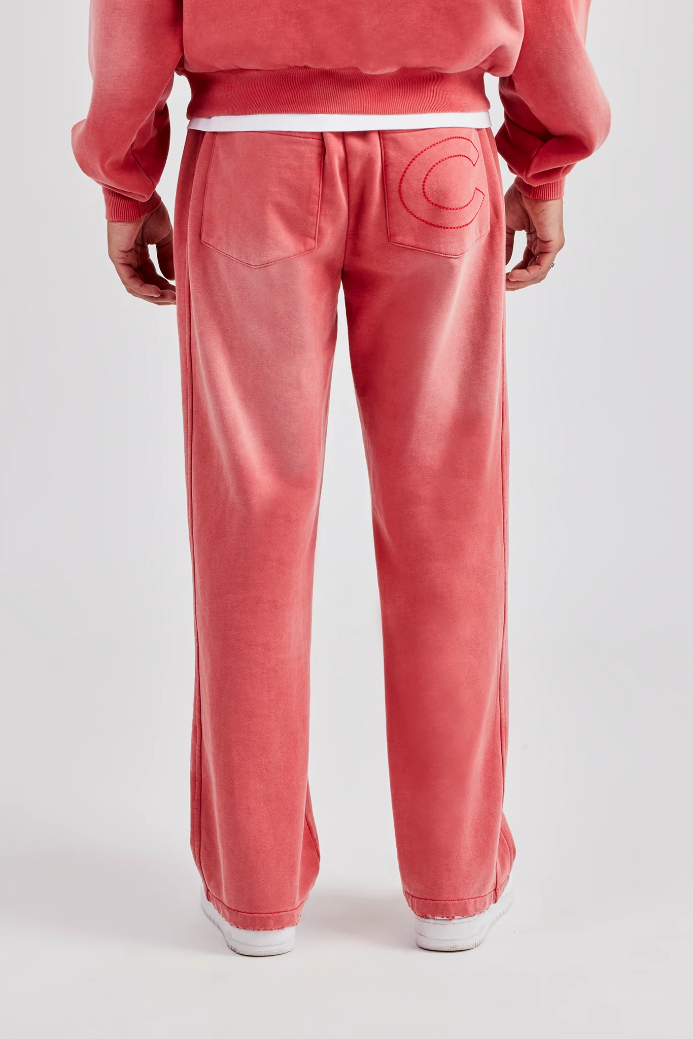Washed Straight Leg Joggers - Red - Image 3