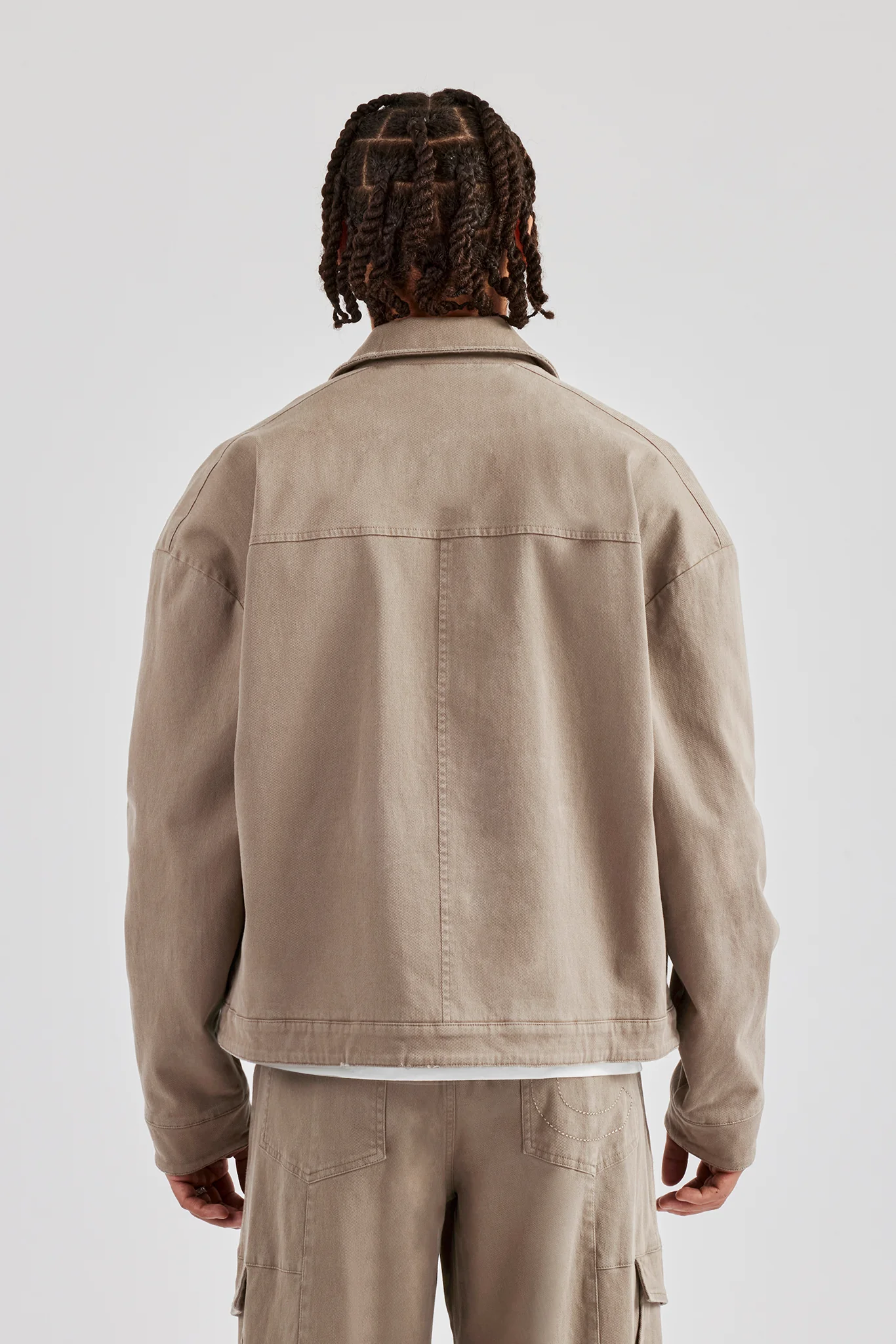 Washed Twill Harrington Jacket - Brown - Image 4