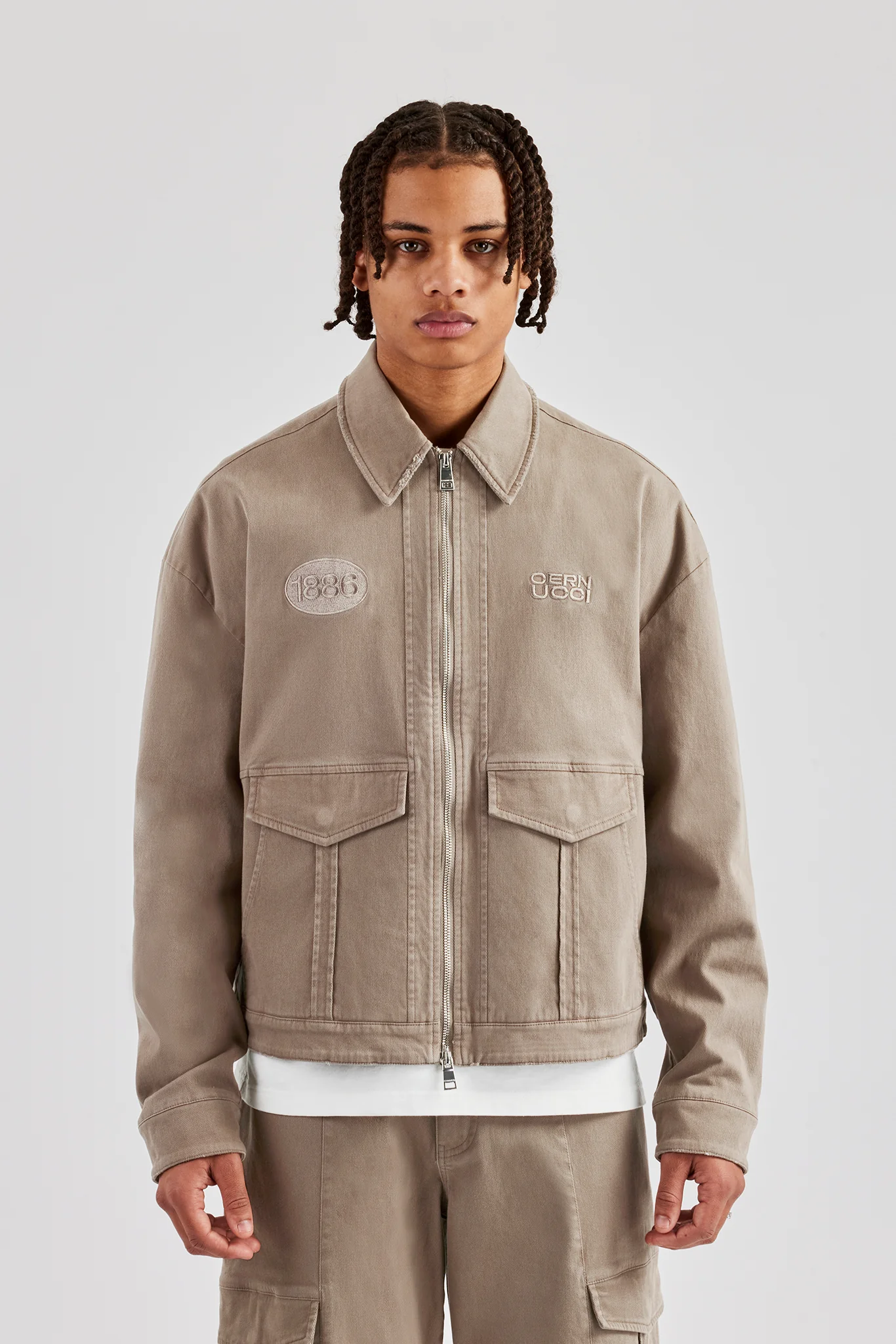 Washed Twill Harrington Jacket & Trouser - Brown - Image 8