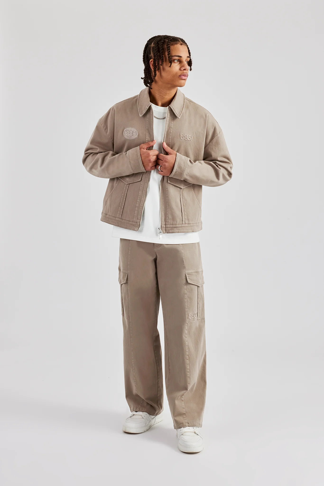 Washed Twill Harrington Jacket & Trouser - Brown - Image 9