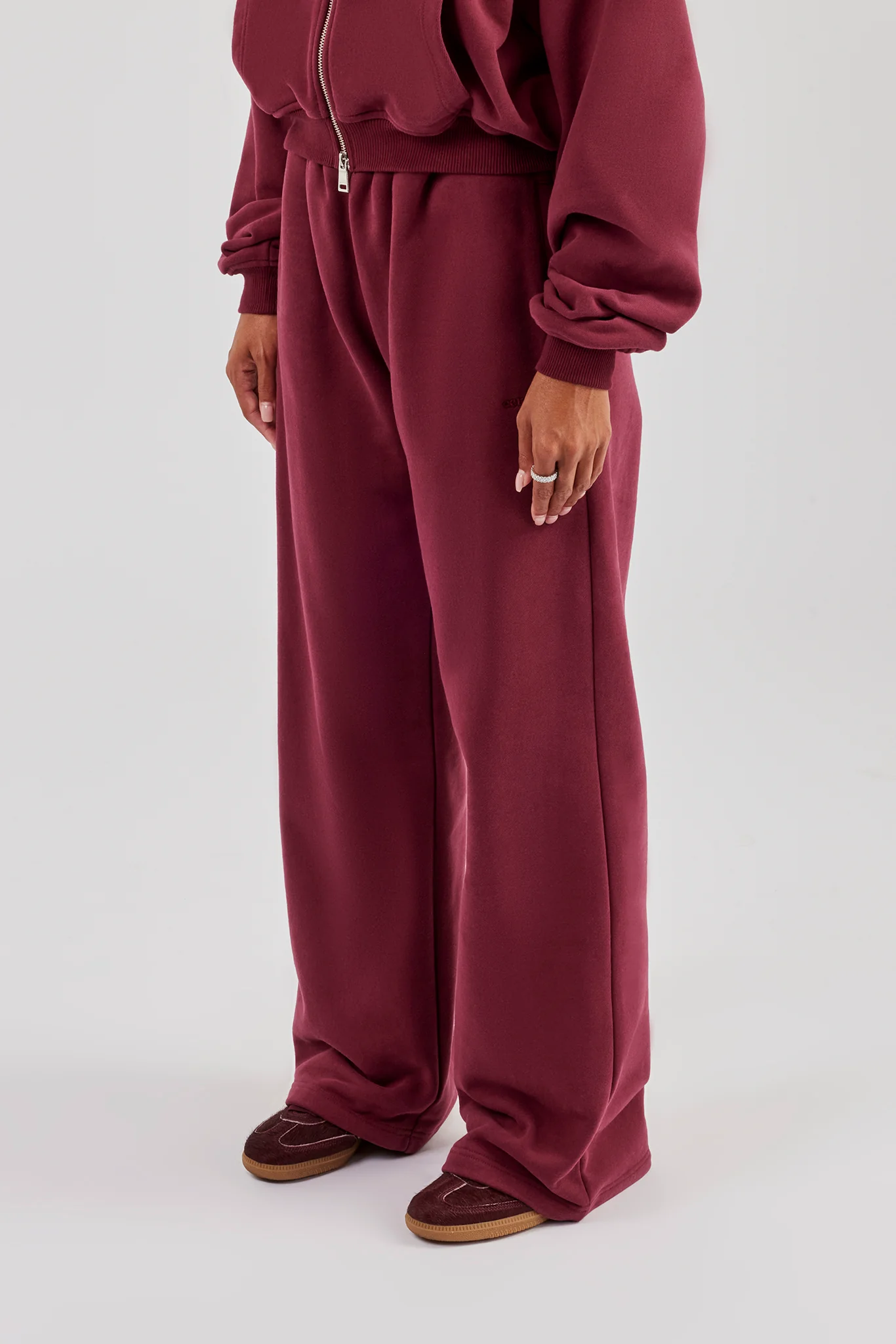 Wide Leg Jogger - Burgundy - Image 2