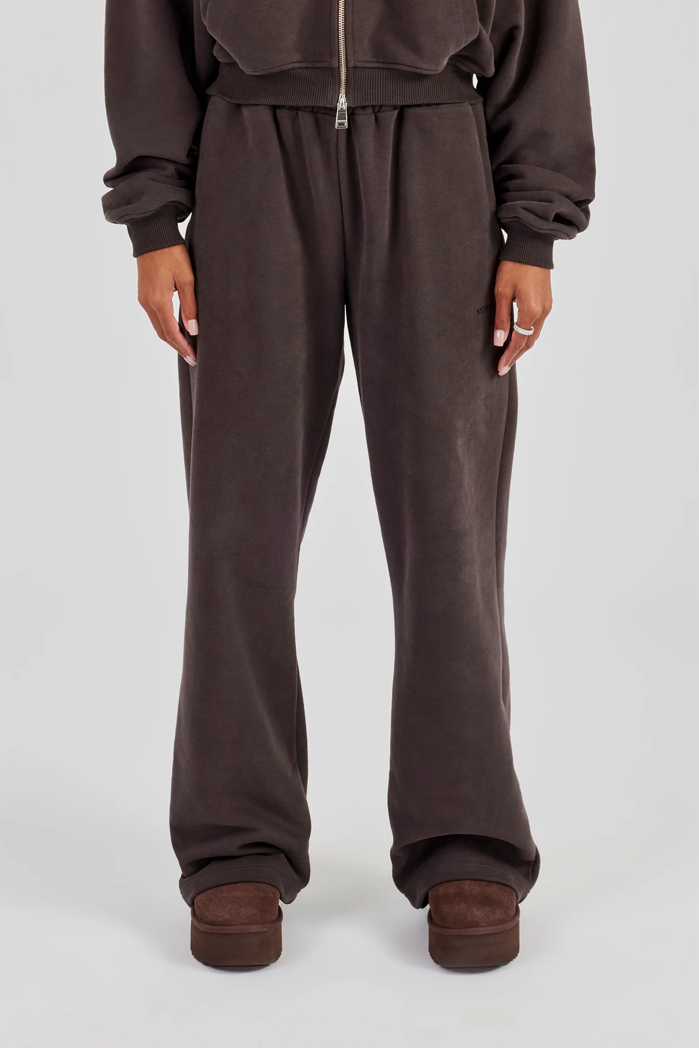 Wide Leg Jogger - Coffee - Image 2