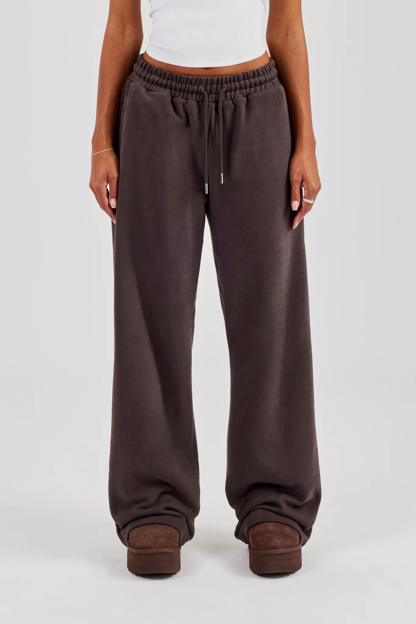 Wide Leg Jogger - Coffee - Image 4