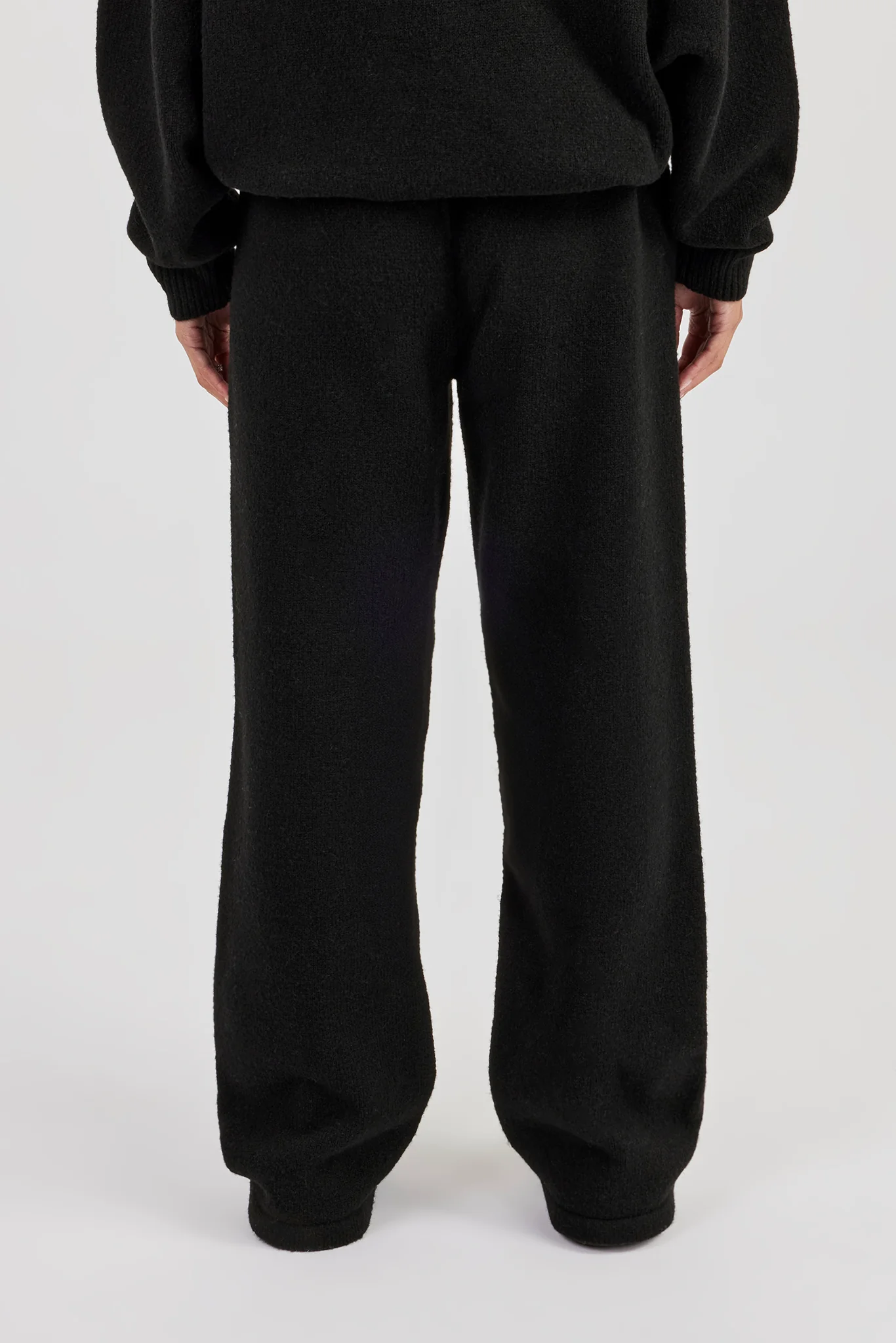 Wide Leg Knitted Jogger - Black - Image 3