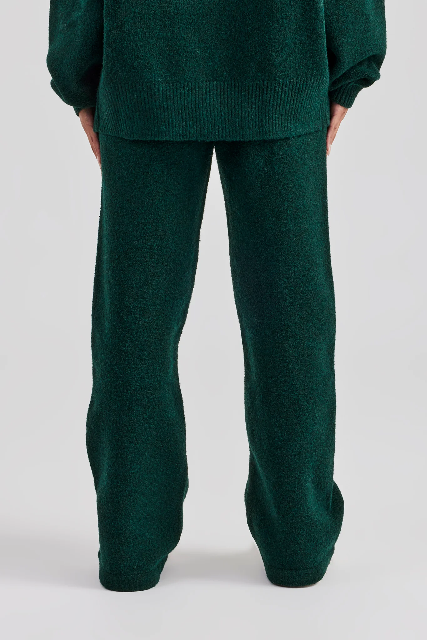 Wide Leg Knitted Jogger - Bottle Green - Image 4