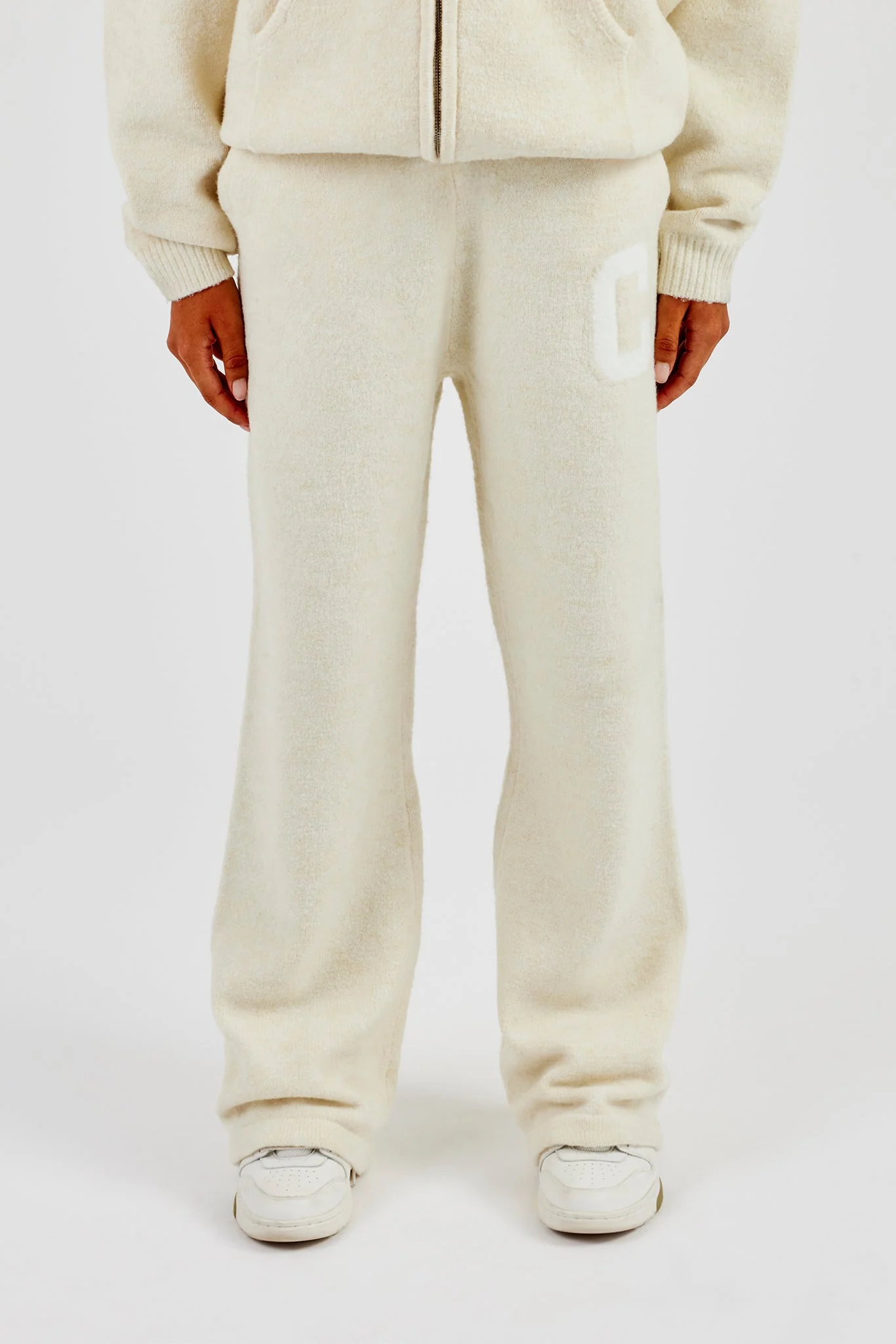 Wide Leg Knitted Jogger - Butter Yellow - Image 2