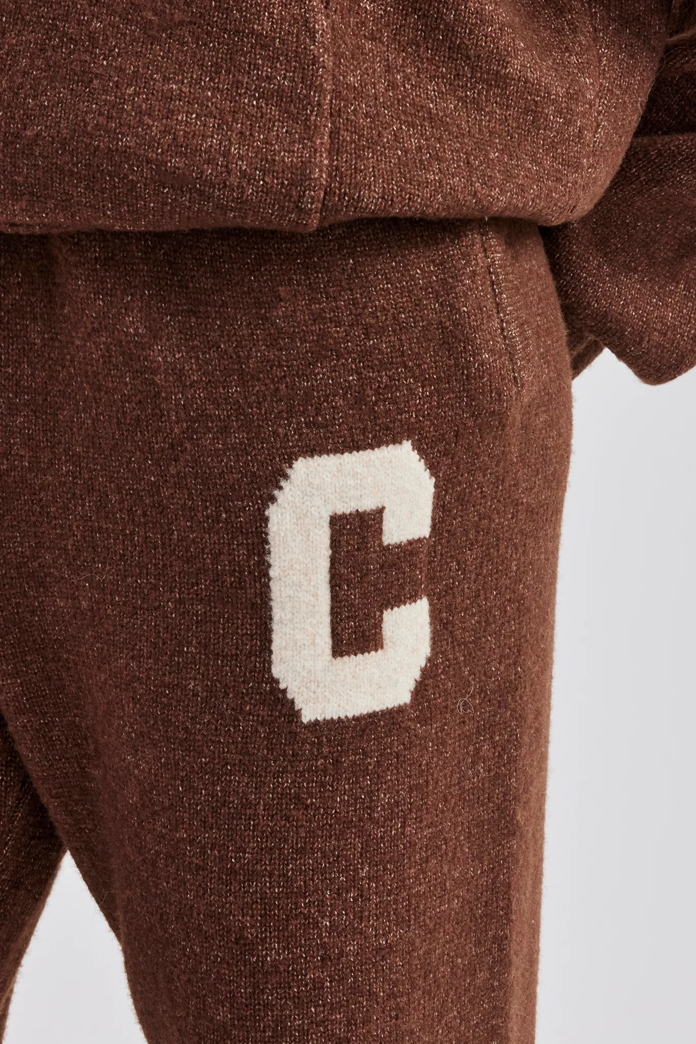 Wide Leg Knitted Jogger - Chocolate - Image 3