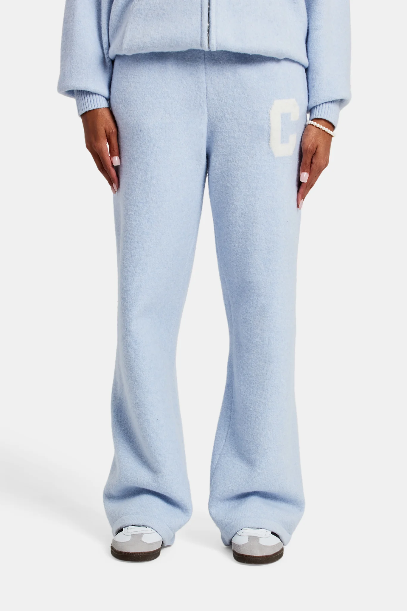 Wide Leg Knitted Jogger - Light Blue - Image 2