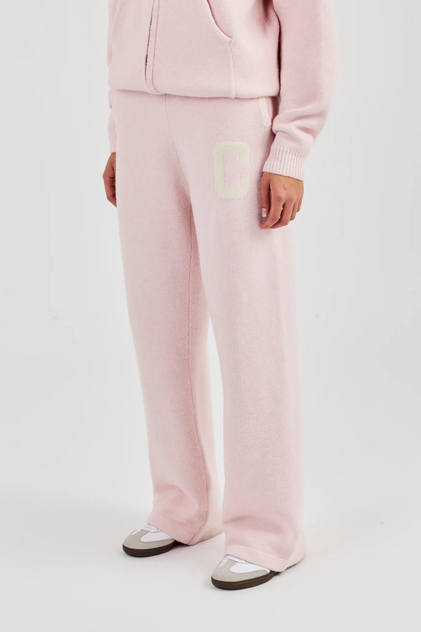 Wide Leg Knitted Jogger - Pink