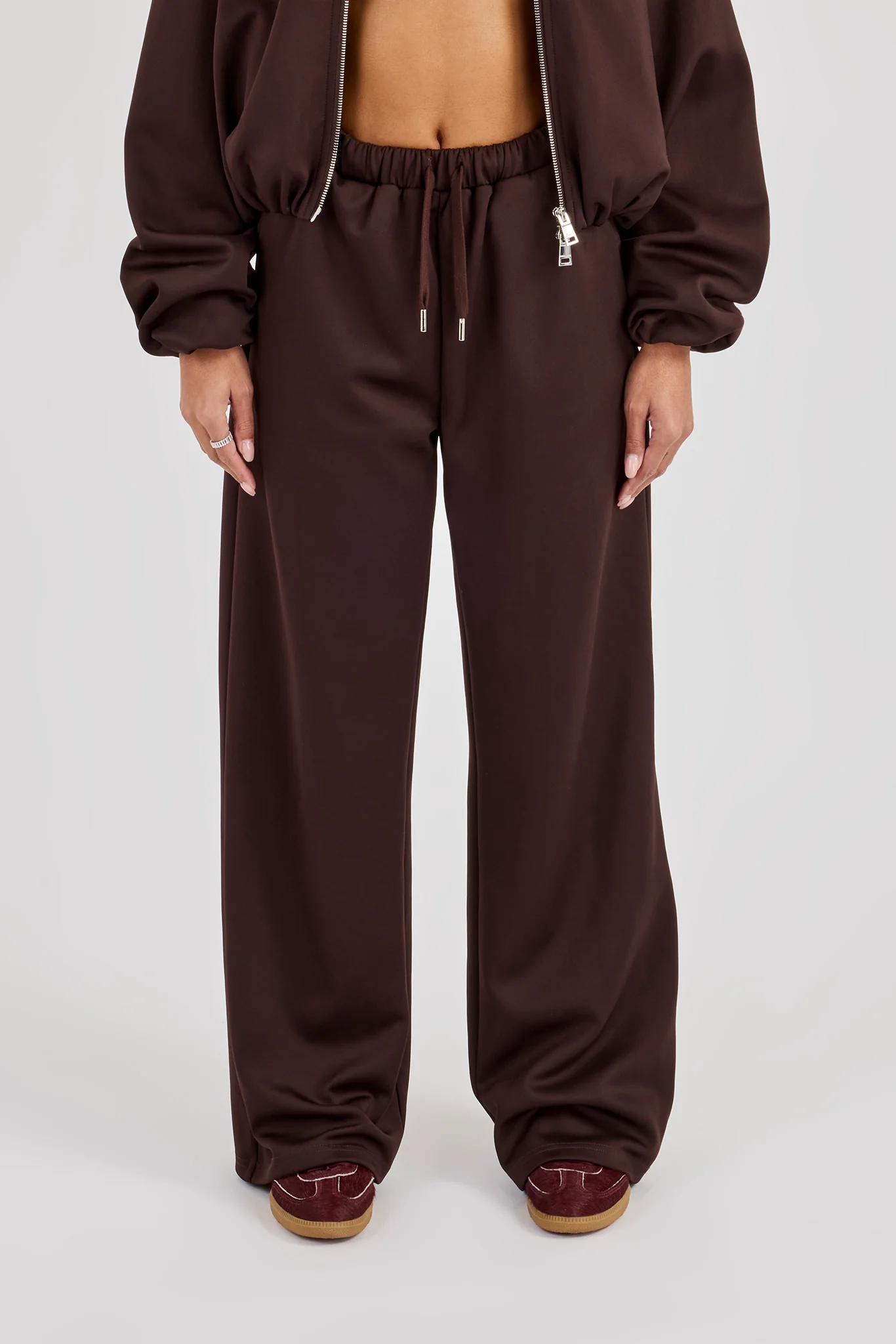 Wide Leg Poly Trouser - Chocolate - Image 5