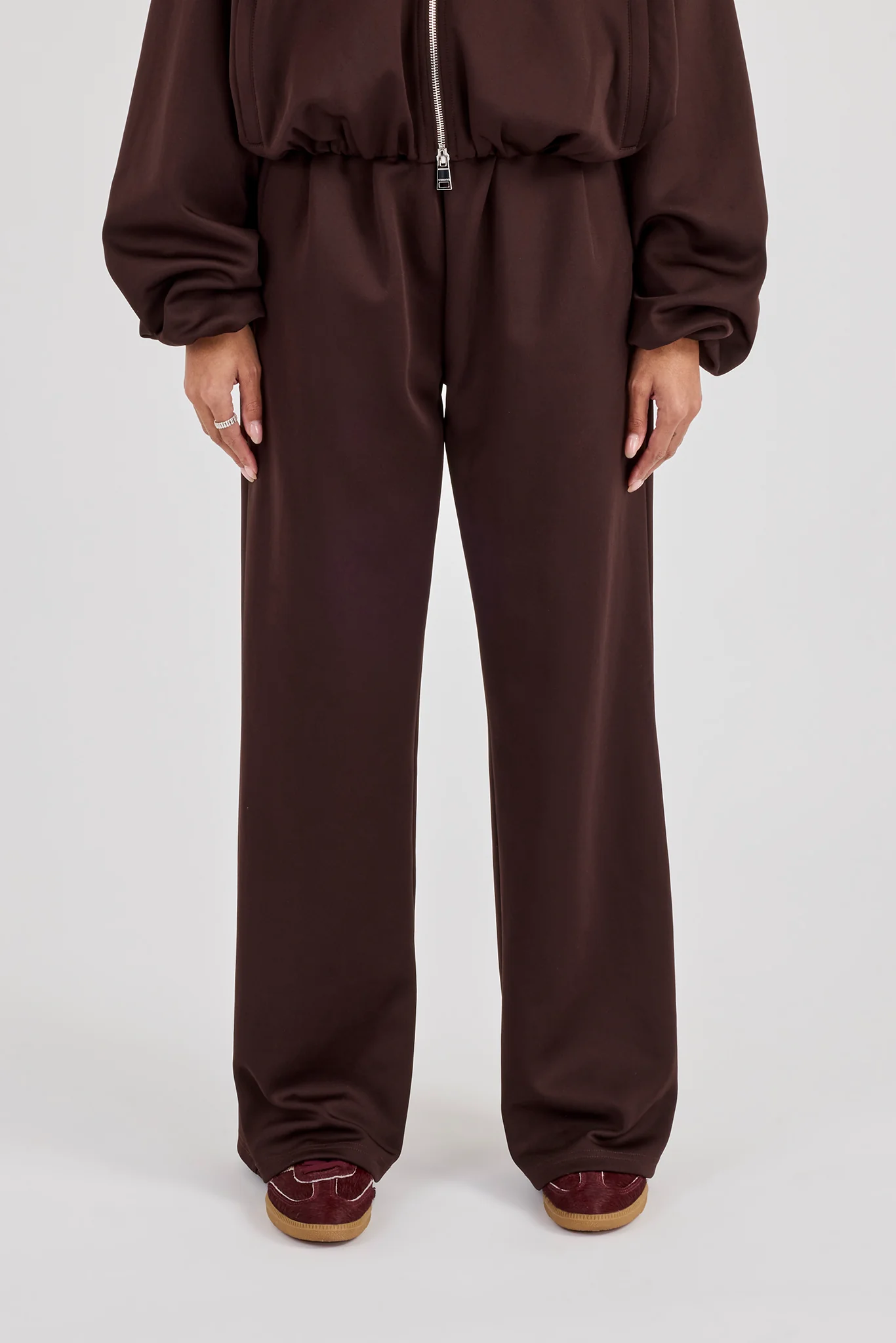 Wide Leg Poly Trouser - Chocolate - Image 6