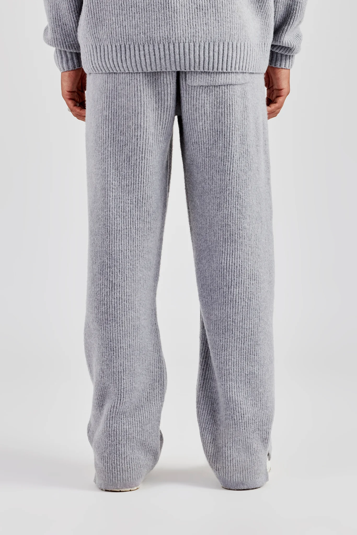 Straight Leg Split Hem Knit Jogger - Grey - Image 4