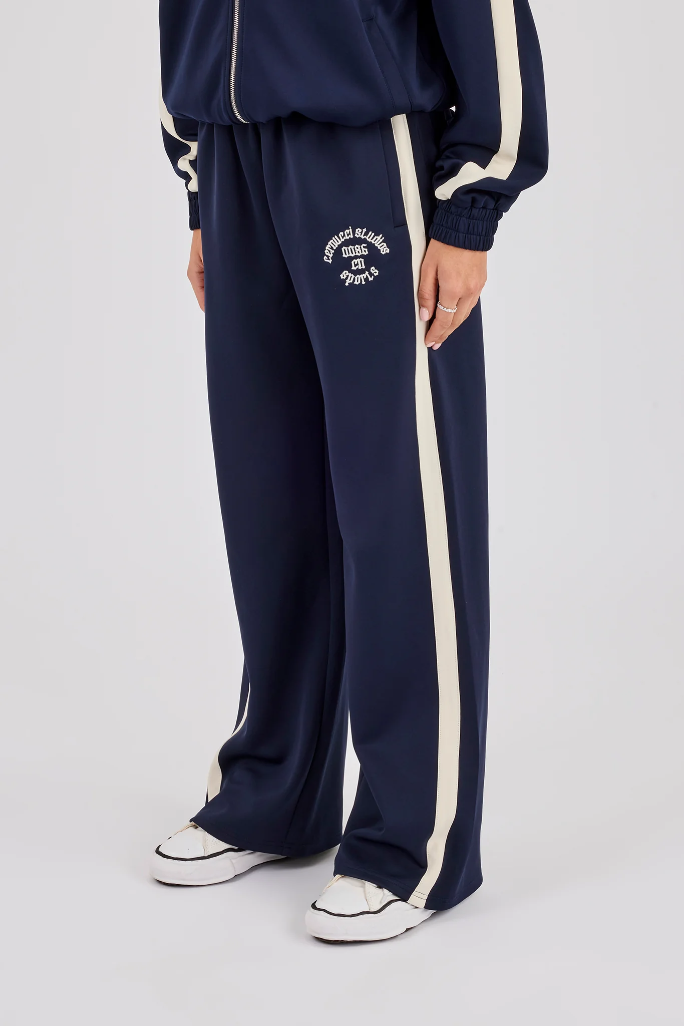 Wide Leg Varsity Panel Trouser - Navy - Image 2