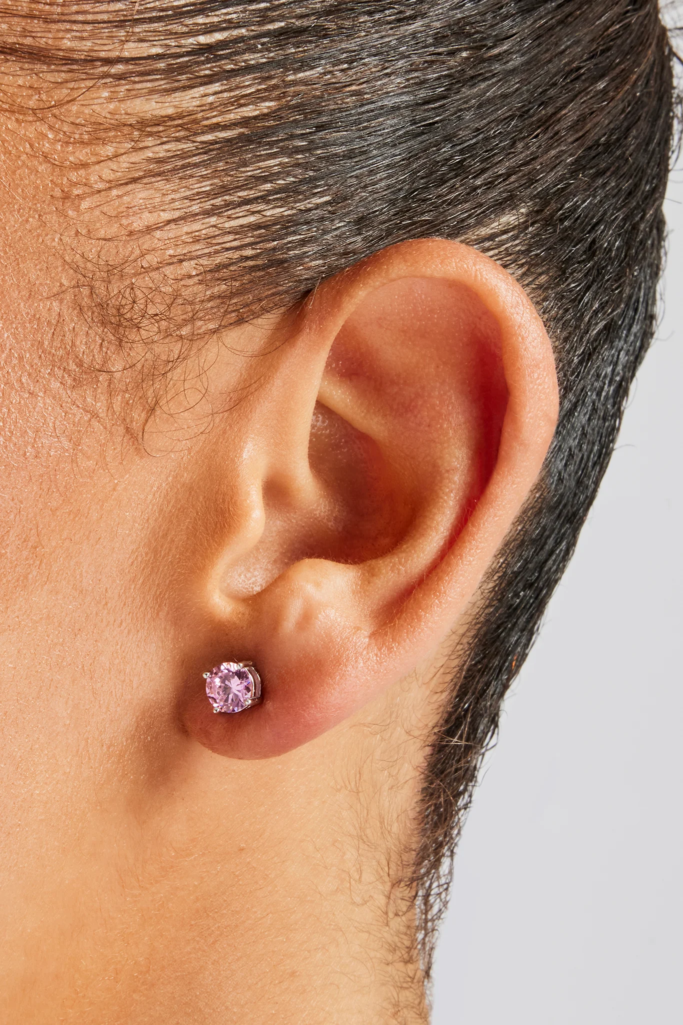 Womens 6mm Round Cut Stud Earrings - Pink - Image 2