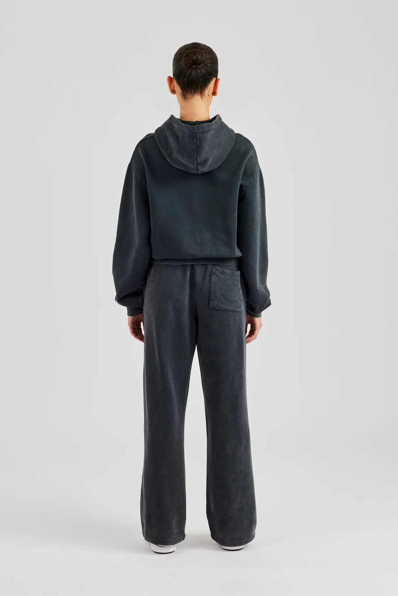 Womens Acid Wash Boxy Tracksuit - Charcoal - Image 4