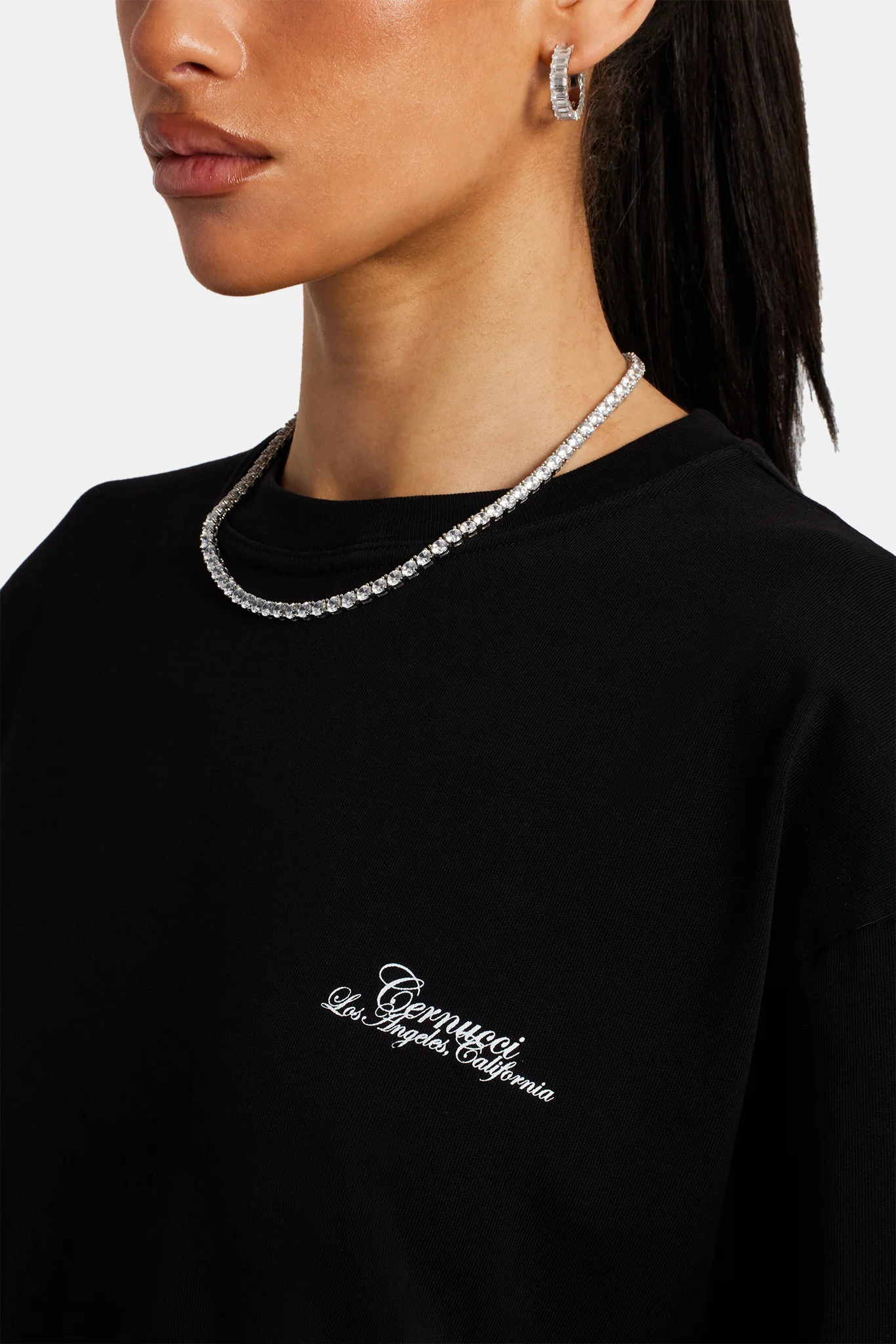Womens California Text Oversized T-Shirt - Black - Image 4