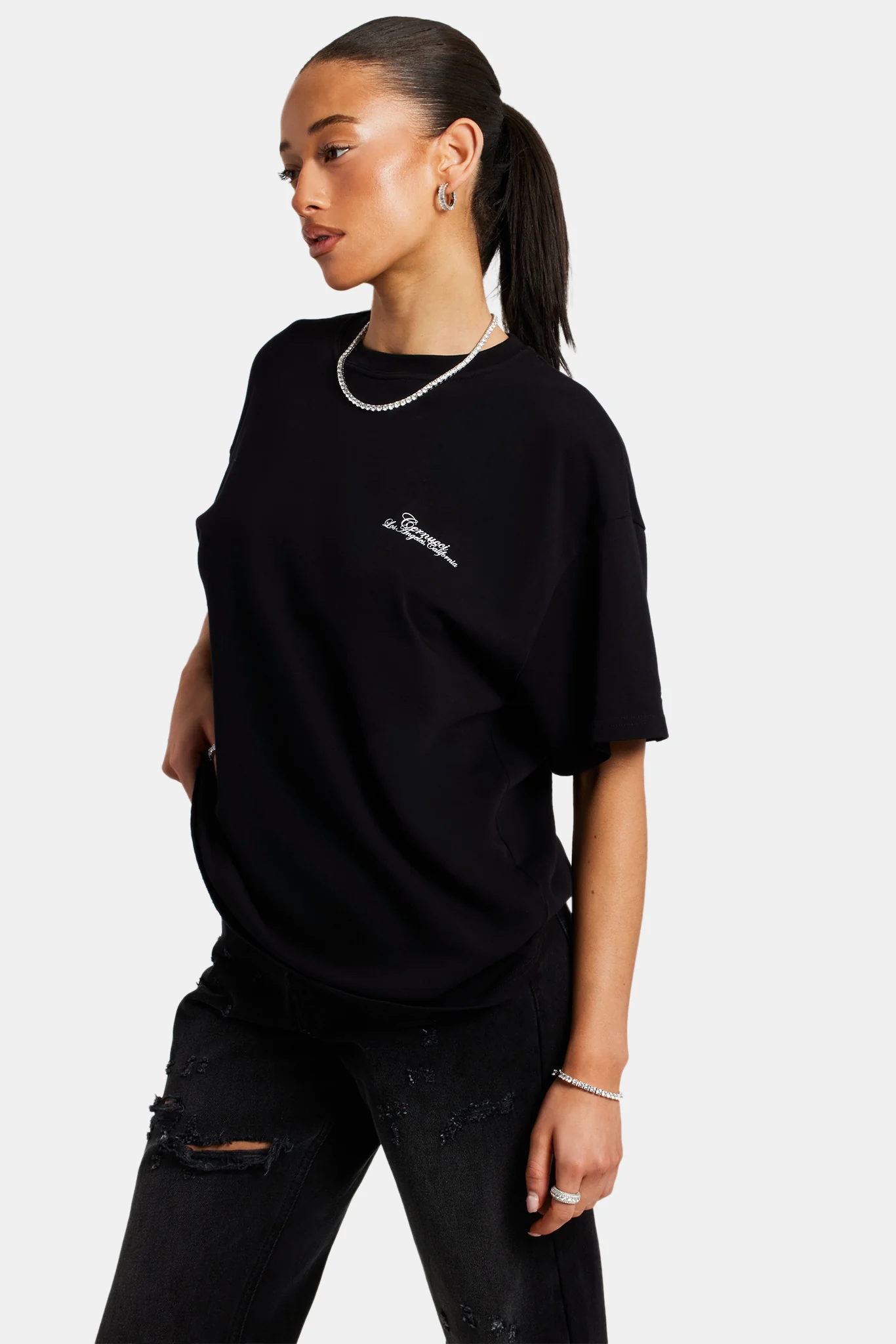 Womens California Text Oversized T-Shirt - Black - Image 6
