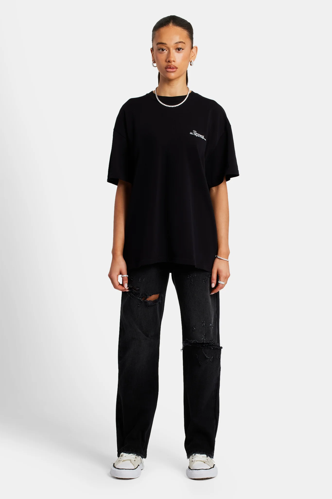 Womens California Text Oversized T-Shirt - Black - Image 7