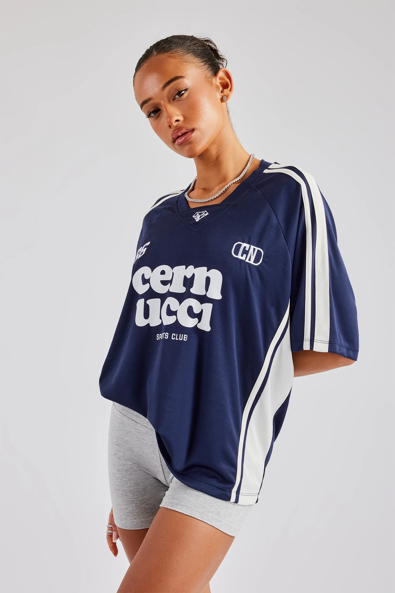 Cernucci Embroidered Football Top - Navy - Image 2