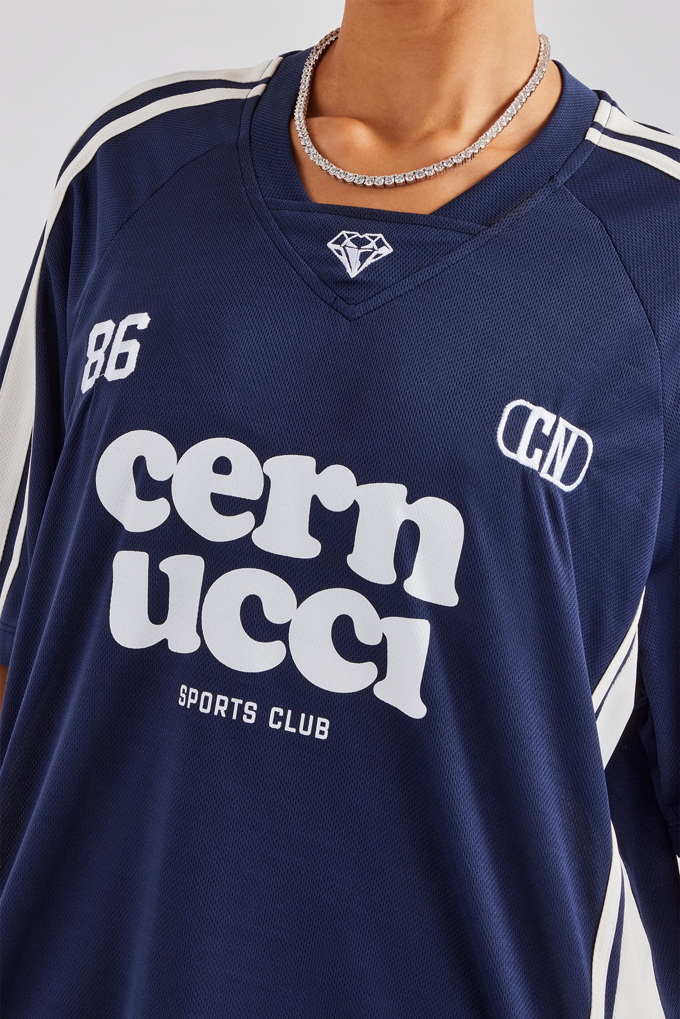 Cernucci Embroidered Football Top - Navy - Image 4