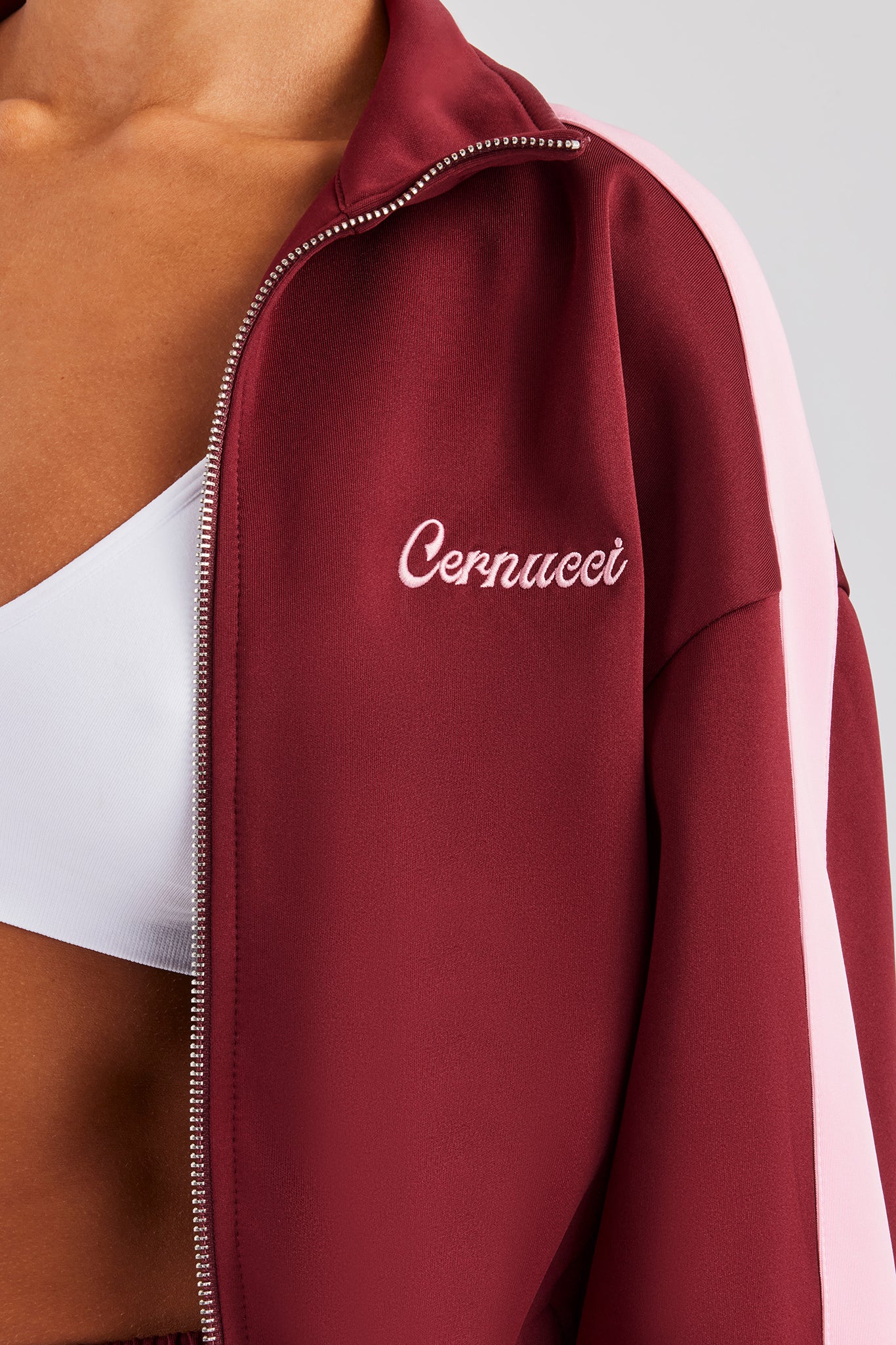 Womens Contrast Panel Track Jacket - Burgundy - Image 7