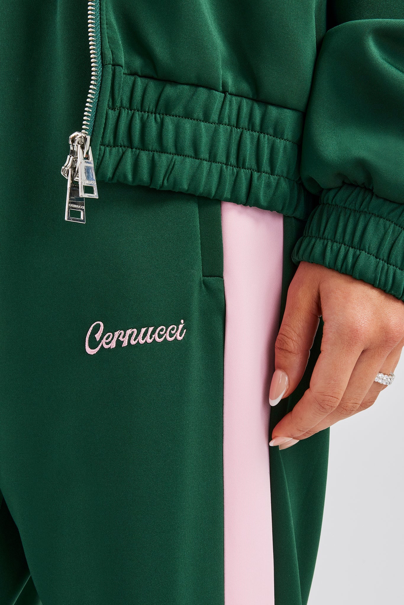 Womens Contrast Panel Track Pant - Green - Image 3
