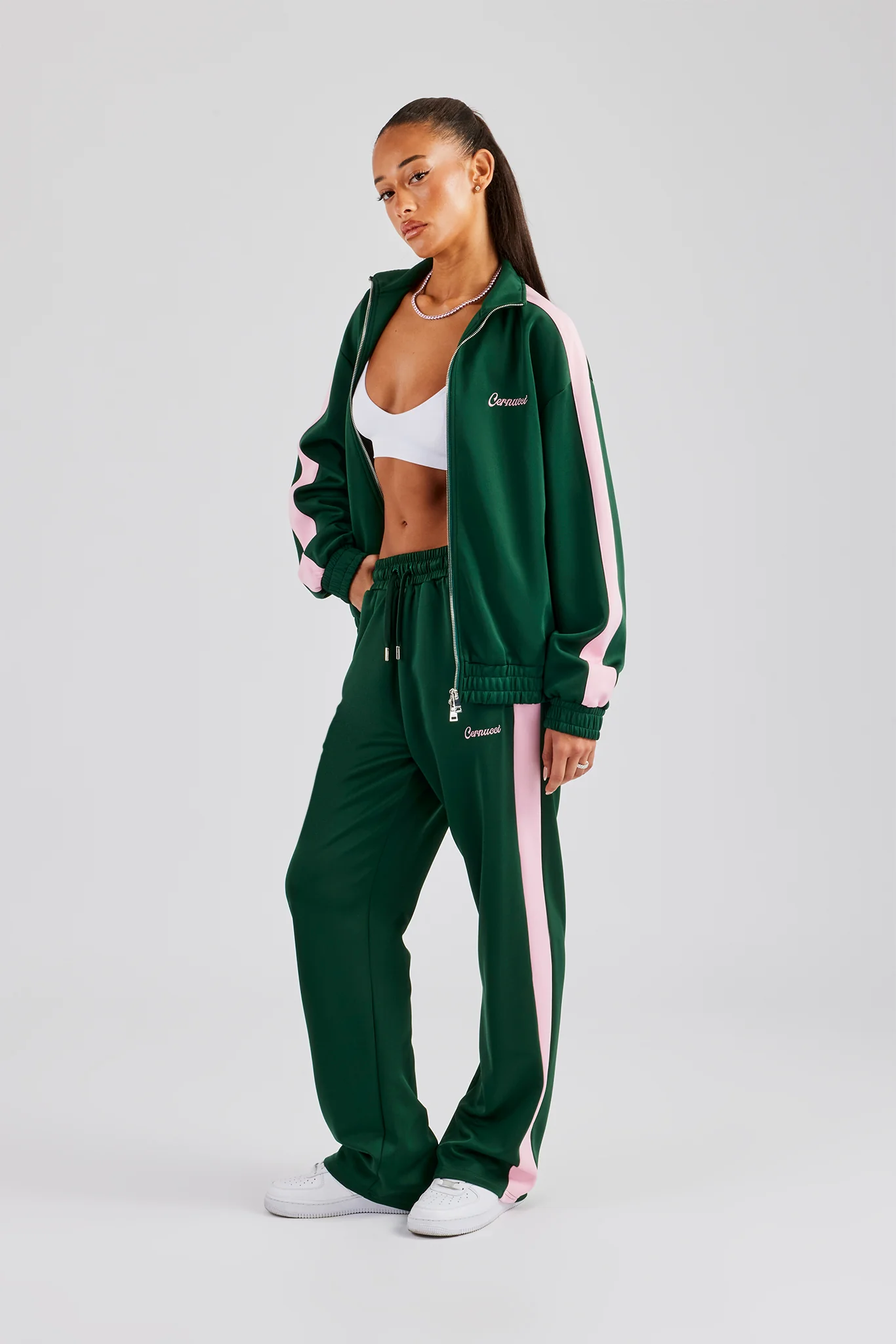 Womens Contrast Panel Track Pant - Green - Image 6