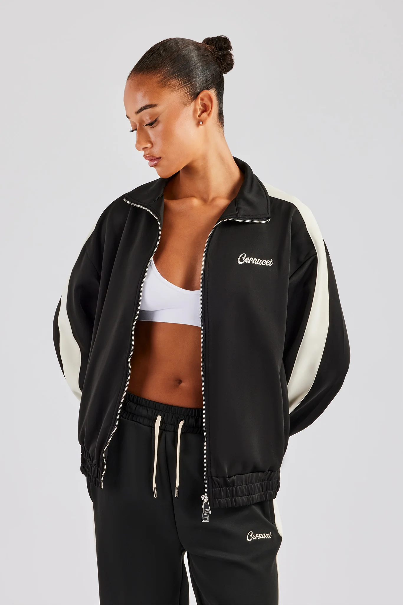 Womens Contrast Panel Tracksuit - Black - Image 4