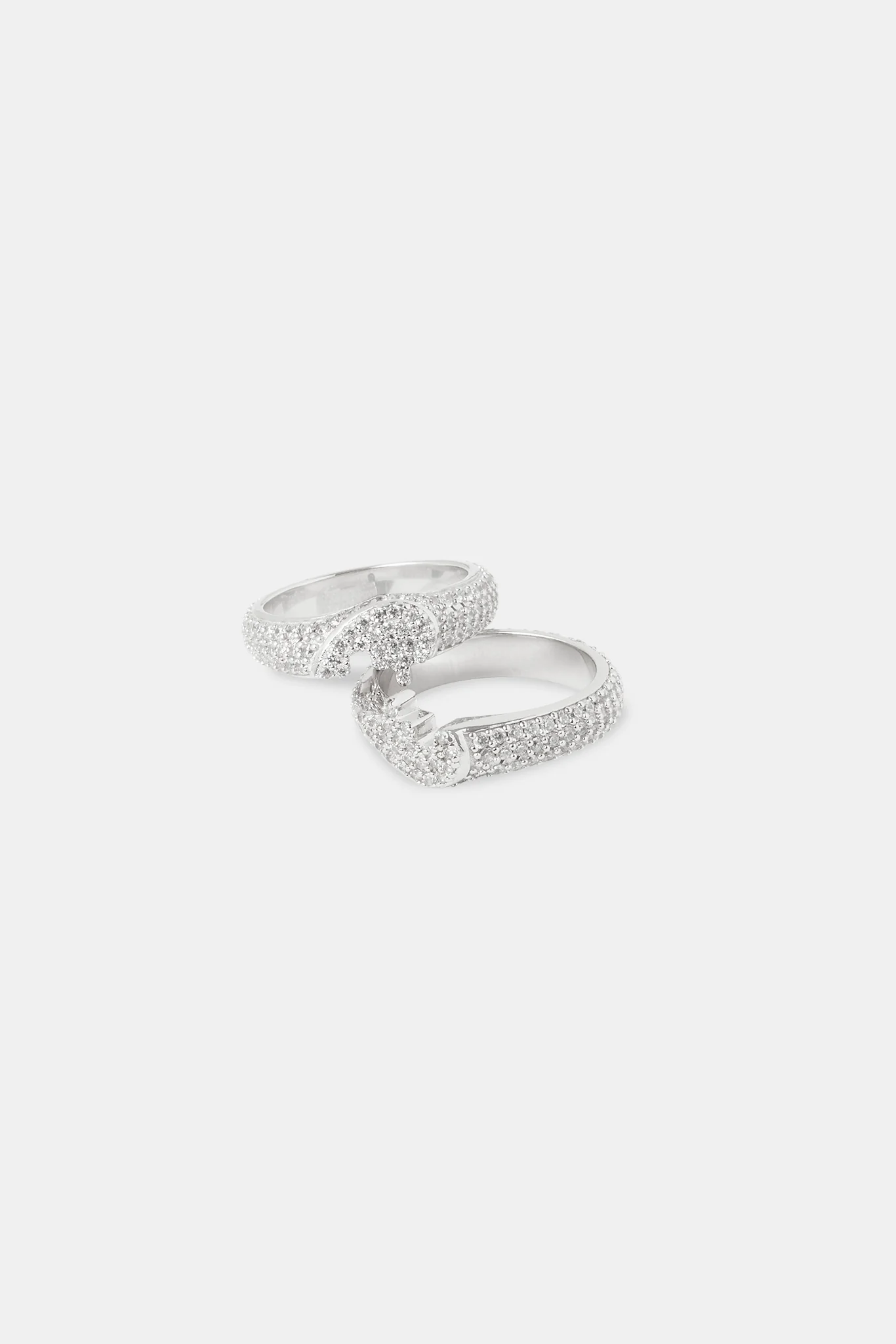 Iced Connecting Heart Ring - White - Image 2