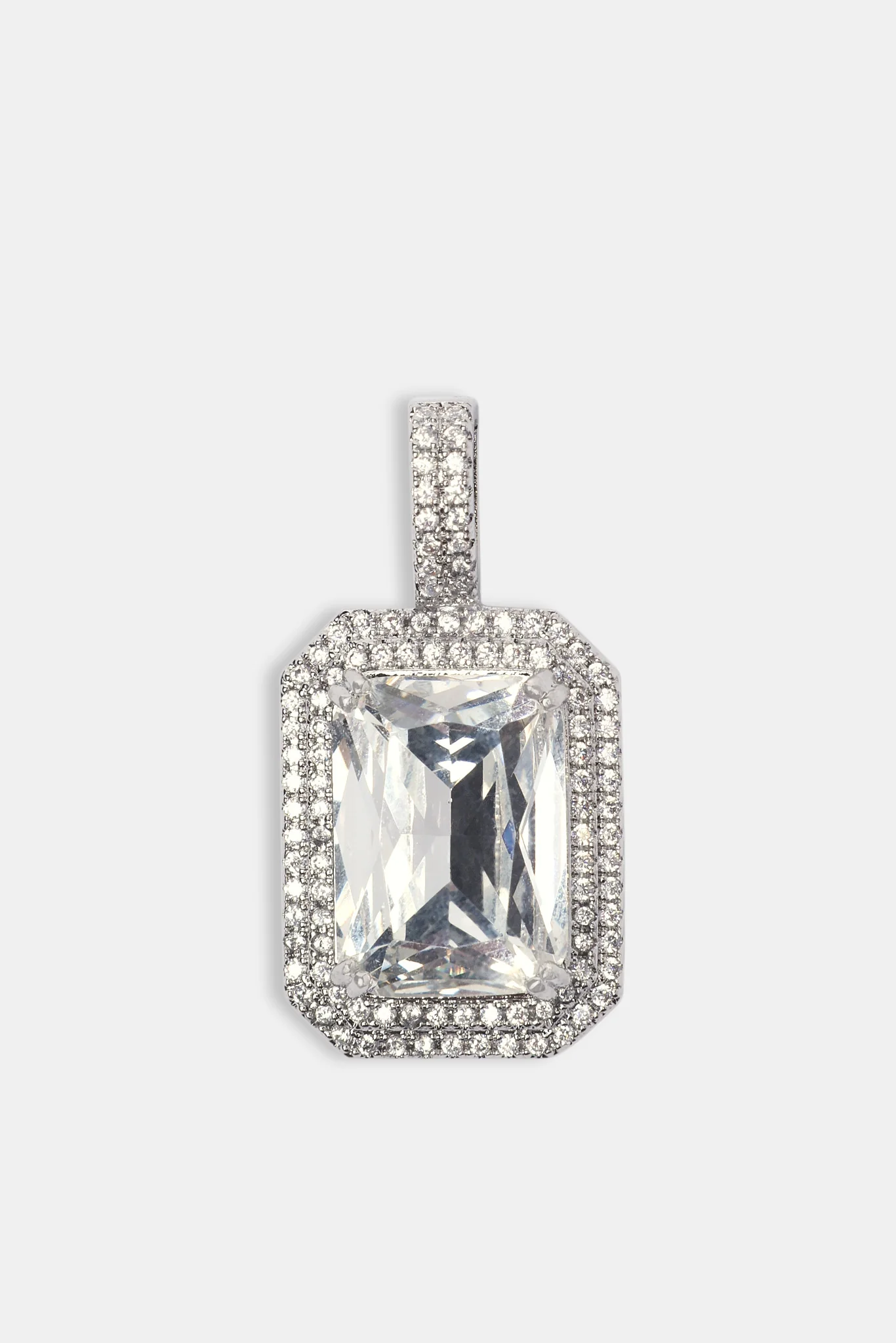 Womens Iced Gemstone Pendant - White - Image 2