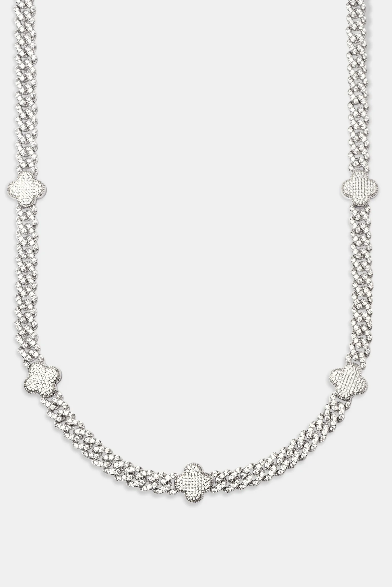 Womens Iced Motif Cuban Chain - White - 8mm - Image 2