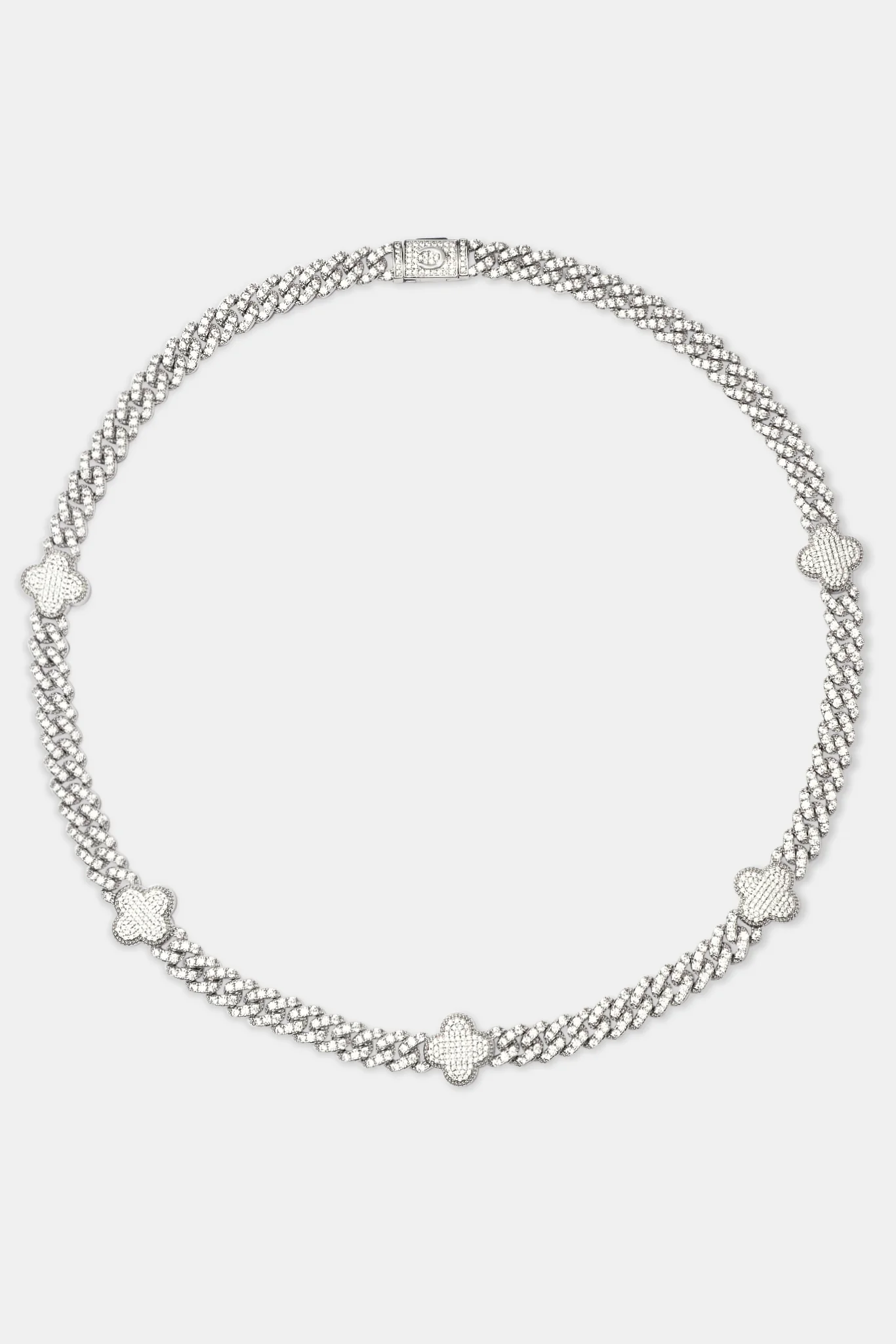 Womens Iced Motif Cuban Chain - White - 8mm - Image 3
