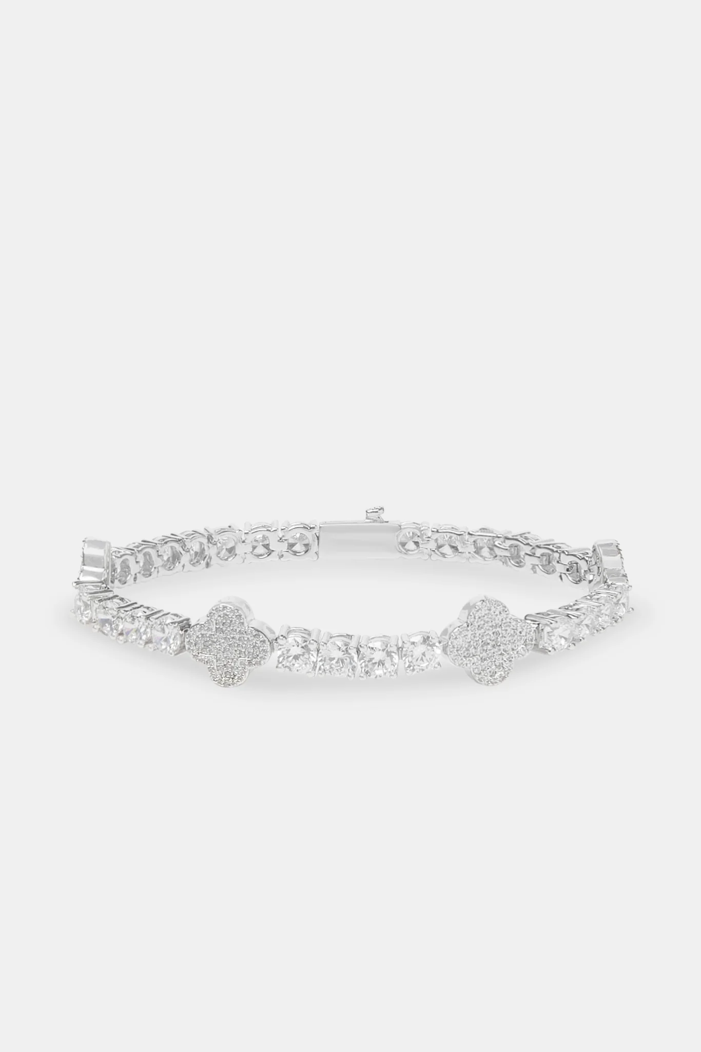 Womens Iced Motif Tennis Bracelet - White 5mm - Image 2