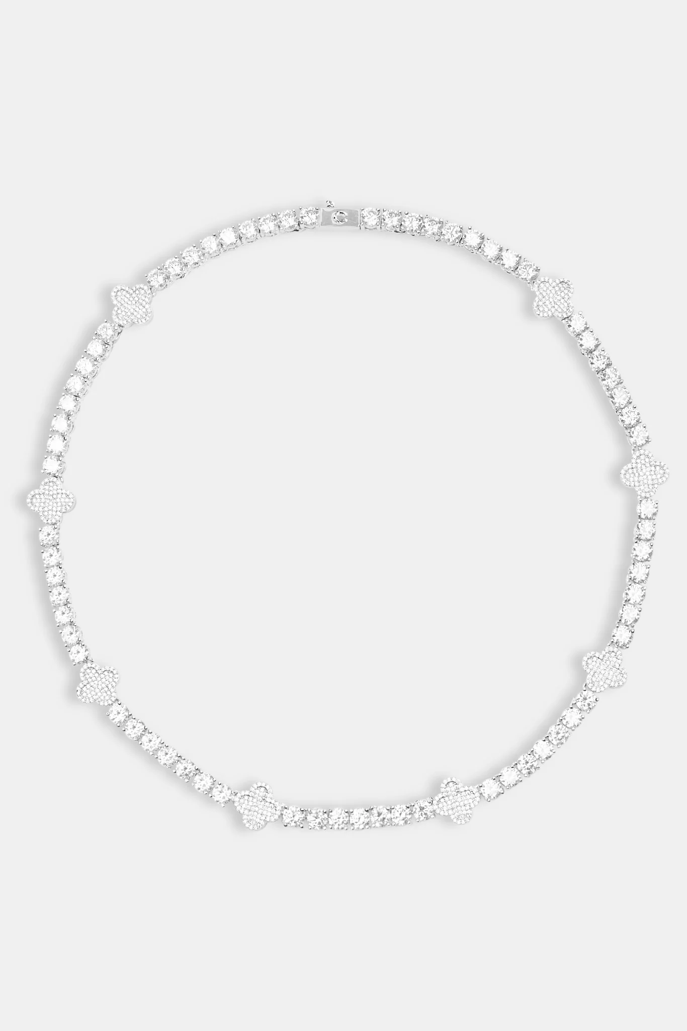 Womens Iced Motif Tennis Chain - White 5mm - Image 4