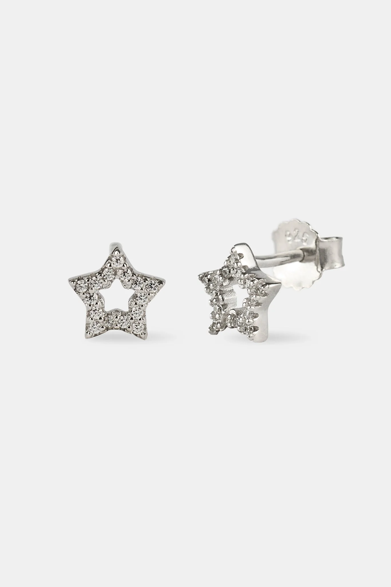 Iced Star Outline Stud Earrings - 6mm - Image 2