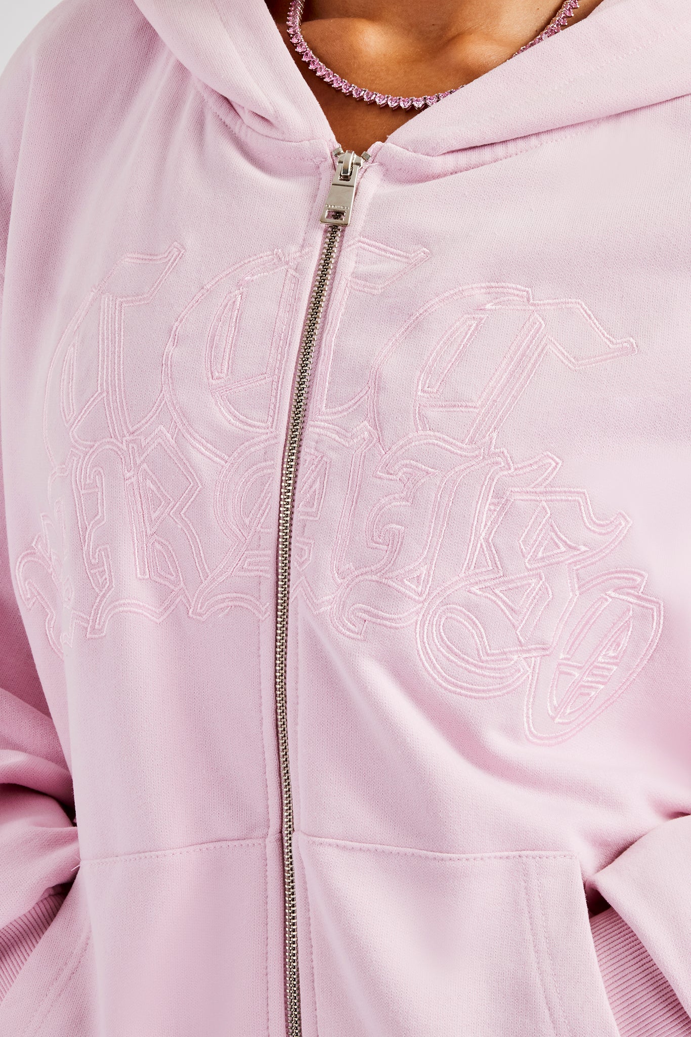 Womens Paraiso Embroidered Zip Hoodie - Pink - Image 2