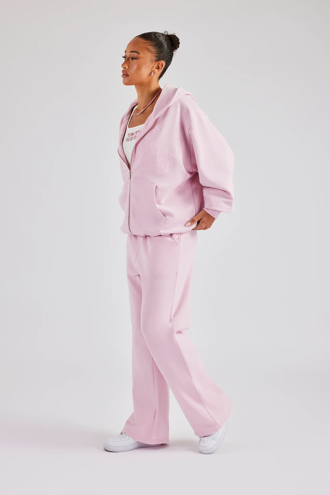 Womens Paraiso Embroidered Zip Hoodie - Pink - Image 3