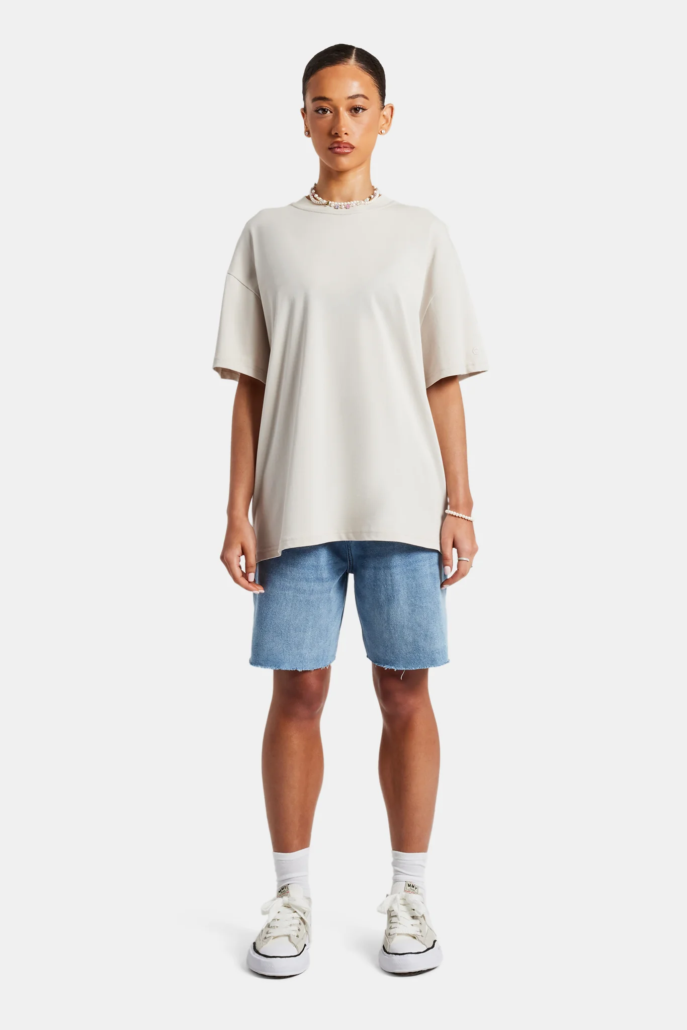 Womens Parasio Hills Text Oversized T-Shirt - Stone - Image 4