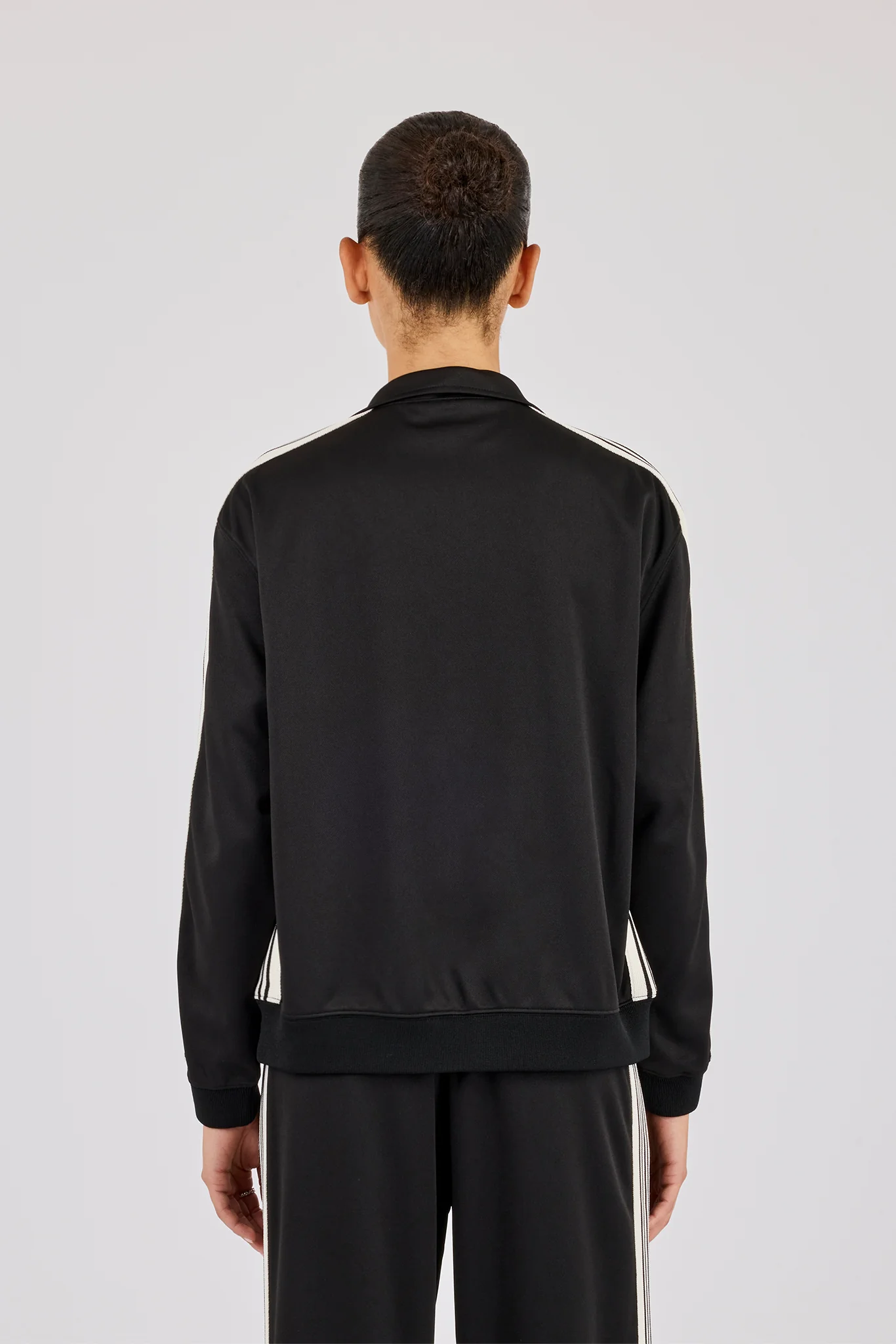Womens Poly Smooth Taping Track Top - Black - Image 3