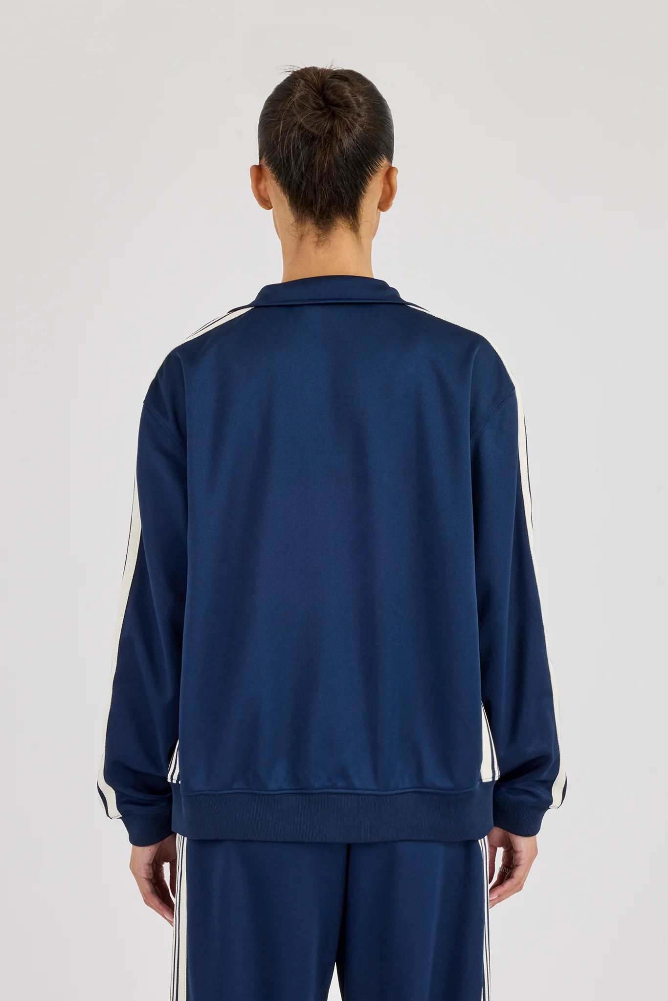 Womens Poly Smooth Taping Track Top - Navy Blue - Image 4