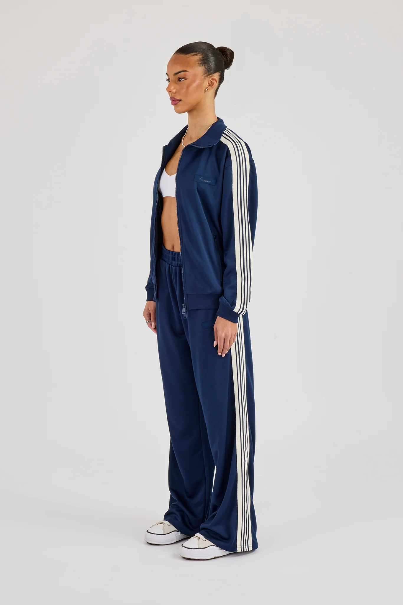 Womens Regular Poly Smooth Taping Tracksuit - Navy Blue - Image 3