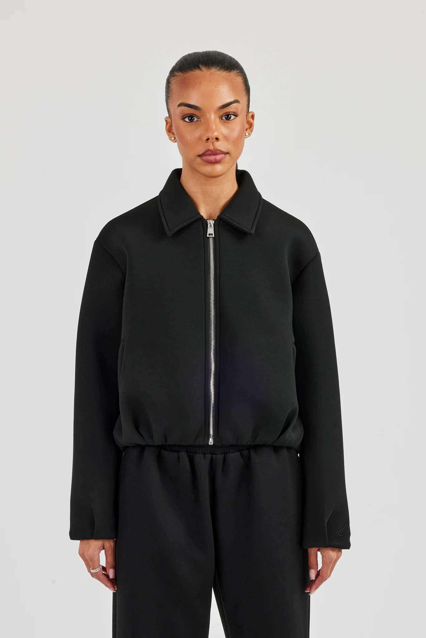 Womens Scuba Harrington Jacket - Black - Image 2