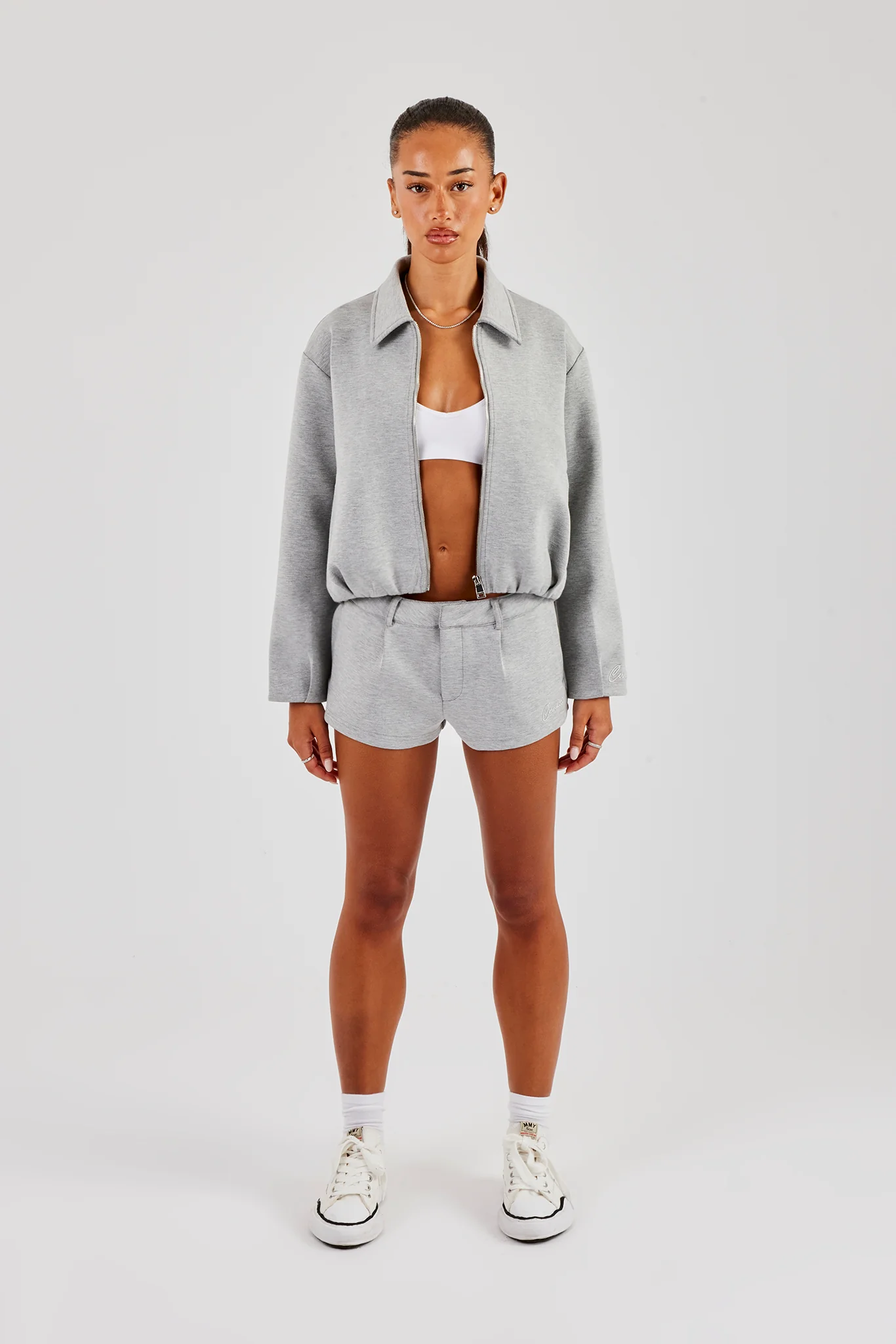 Womens Scuba Harrington Jacket & Short - Grey - Image 2