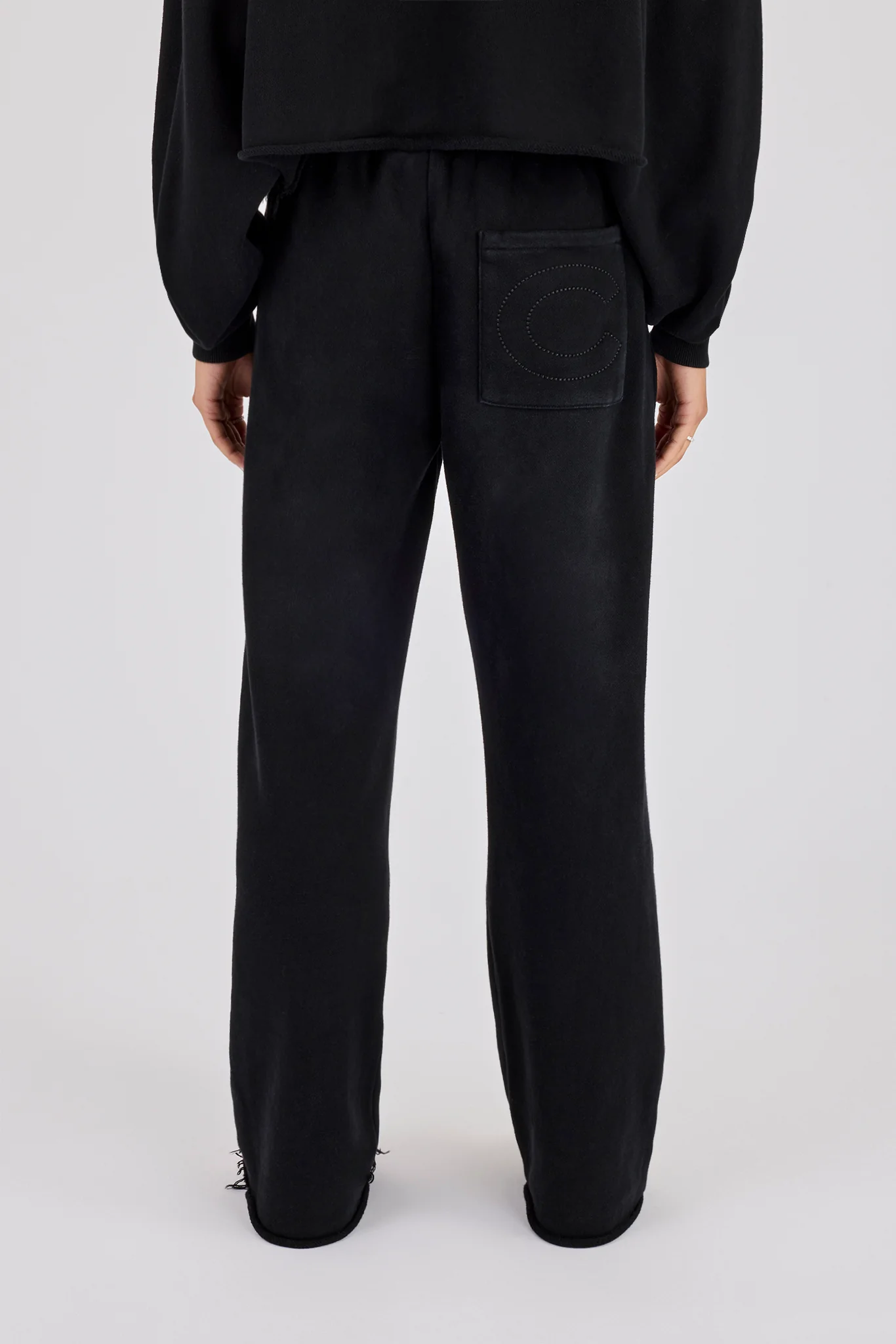 Womens Washed Wide Leg Jogger - Black - Image 3