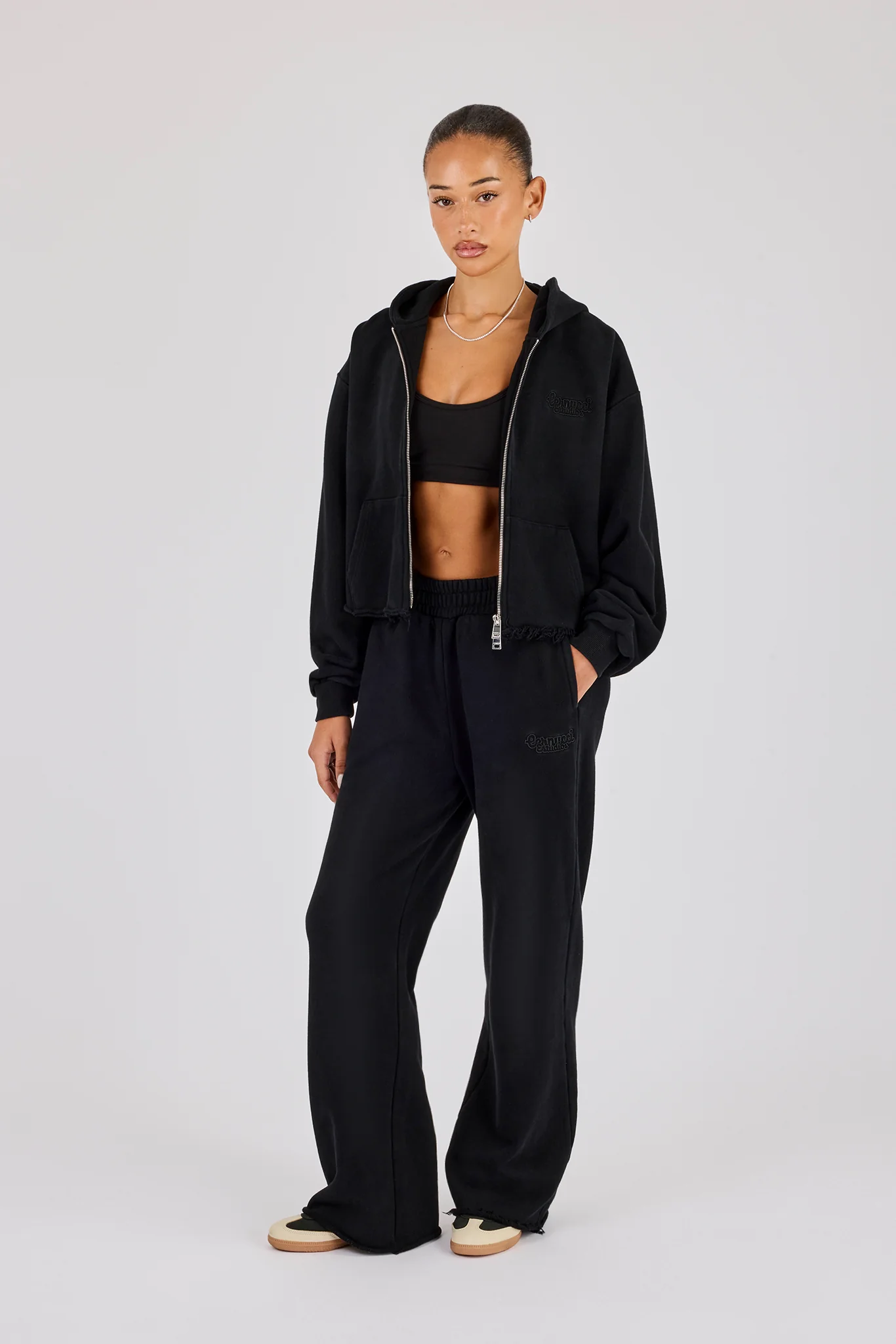 Womens Washed Wide Leg Jogger - Black - Image 4