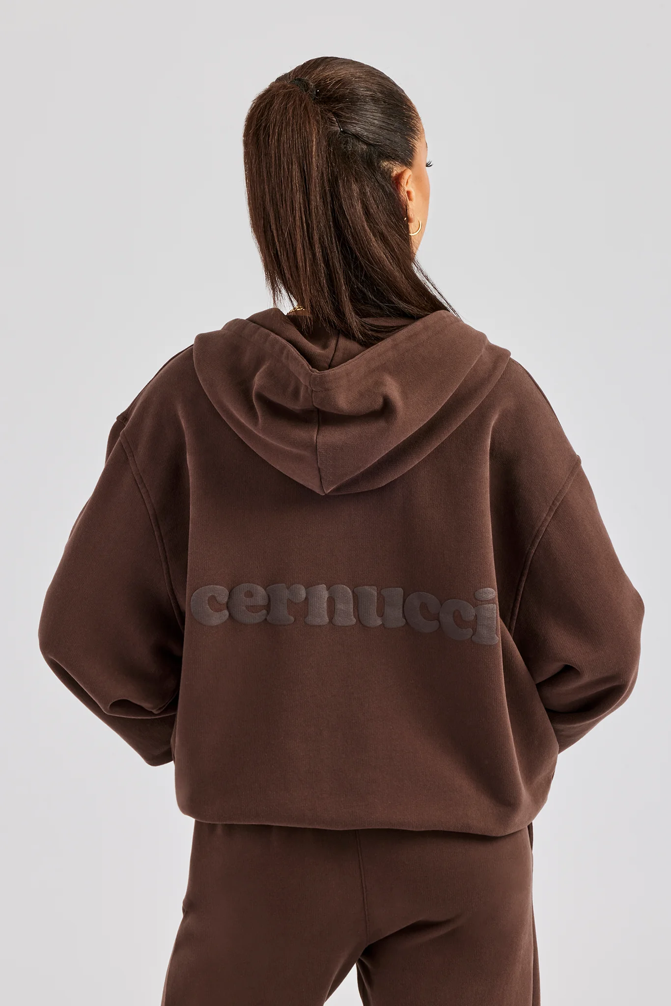 Womens Zip Through Hoodie - Chocolate - Image 2