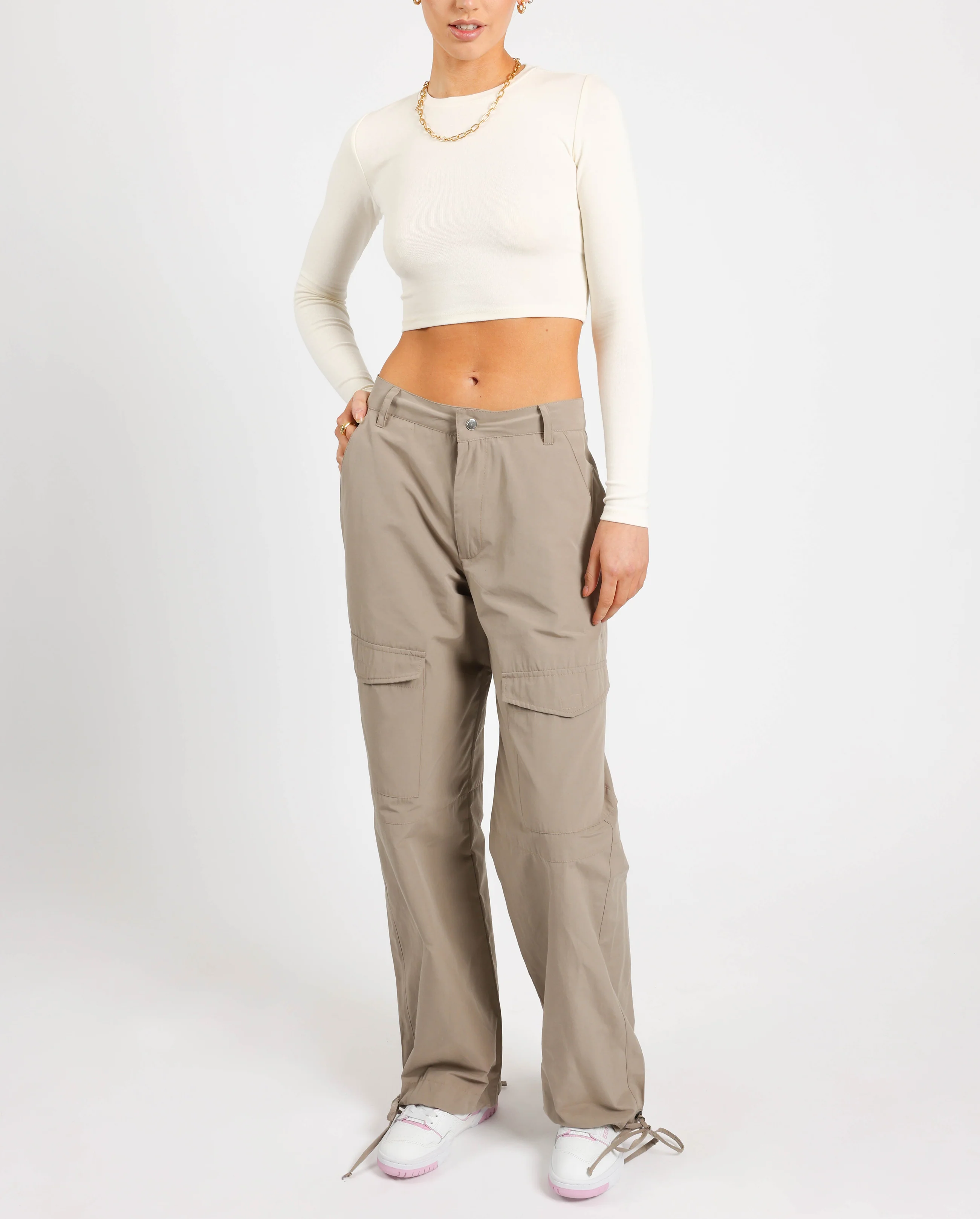 Woven Cargo Trouser - Beige - Image 3