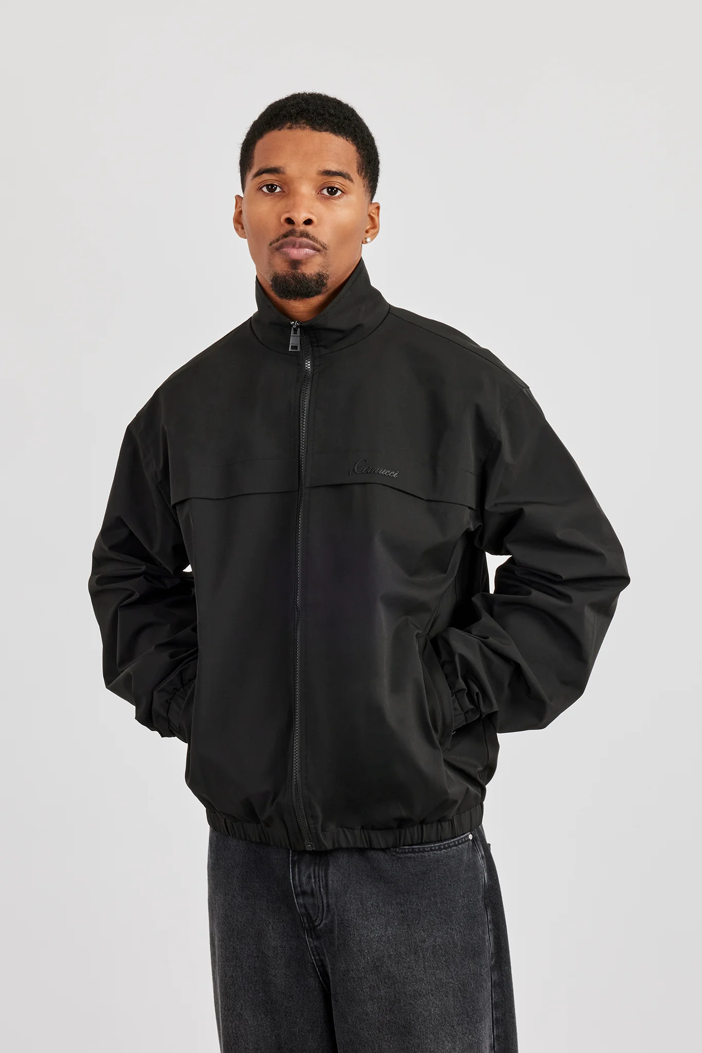 Zip Funnel Neck Windbreaker - Black - Image 4