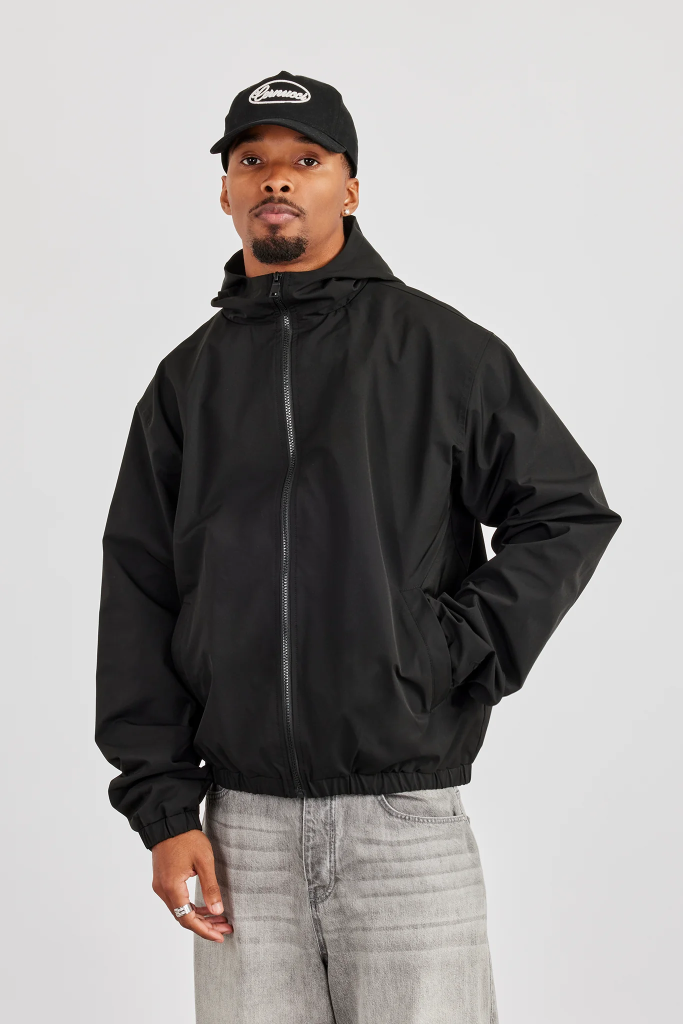 Zip Hooded Windbreaker - Black - Image 2
