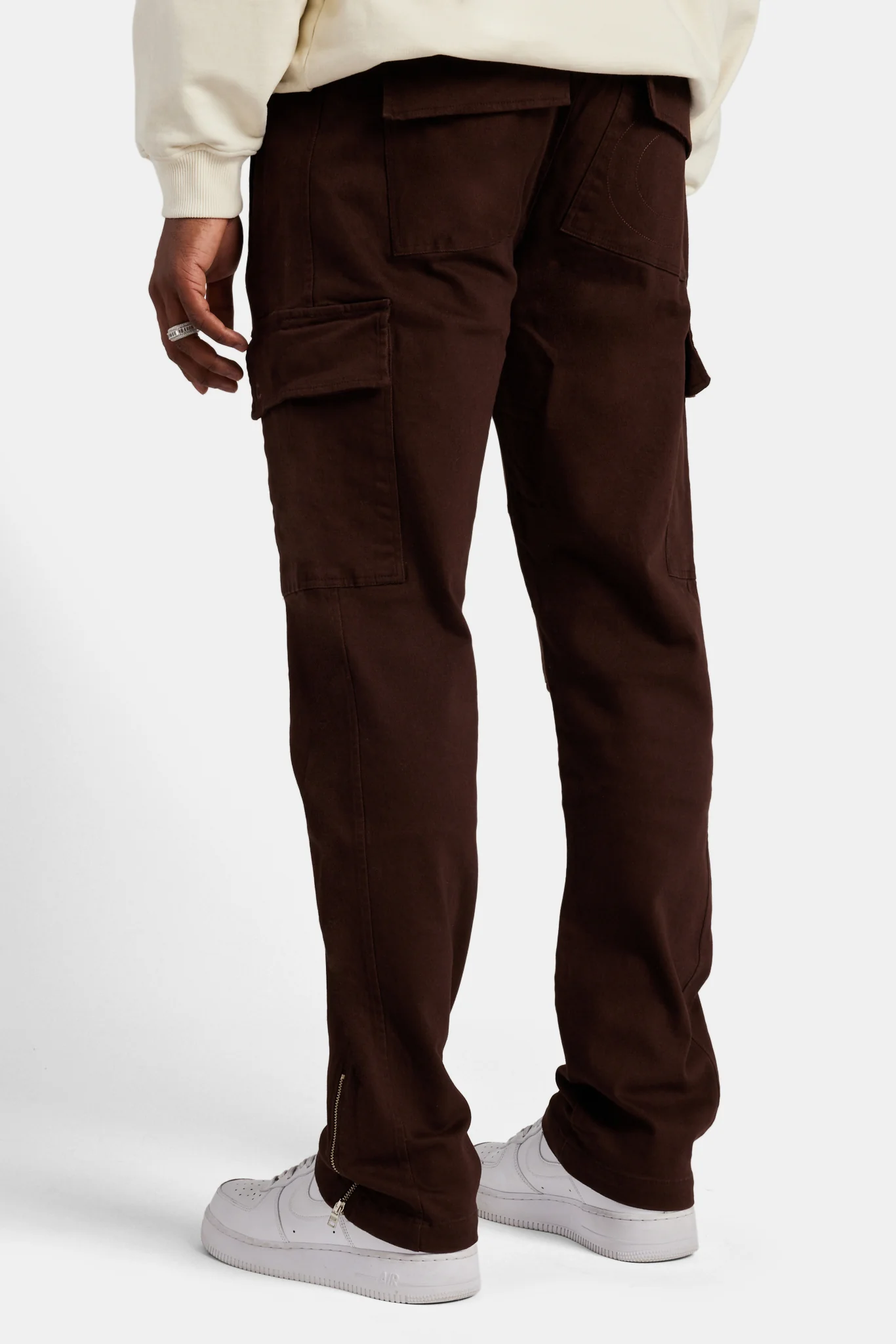 Zip Hem Cargo Trouser - Chocolate - Image 3